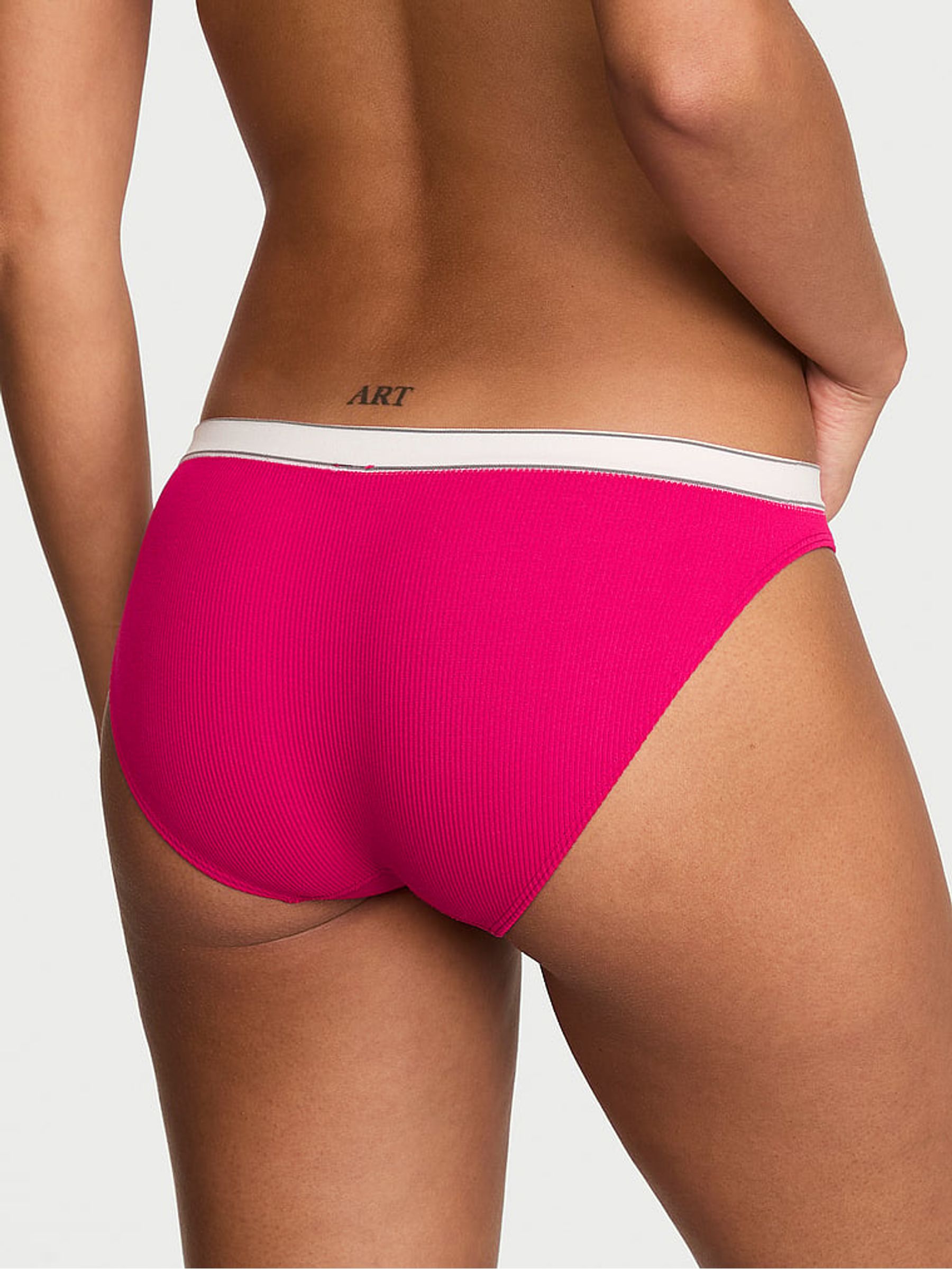 Vibrant Fuchsia Pink Bikini Logo Ribbed Knickers - Image 2 of 2 Vibrant Fuchsia Pink Bikini Logo Ribbed Knickers - Image 2 of 2