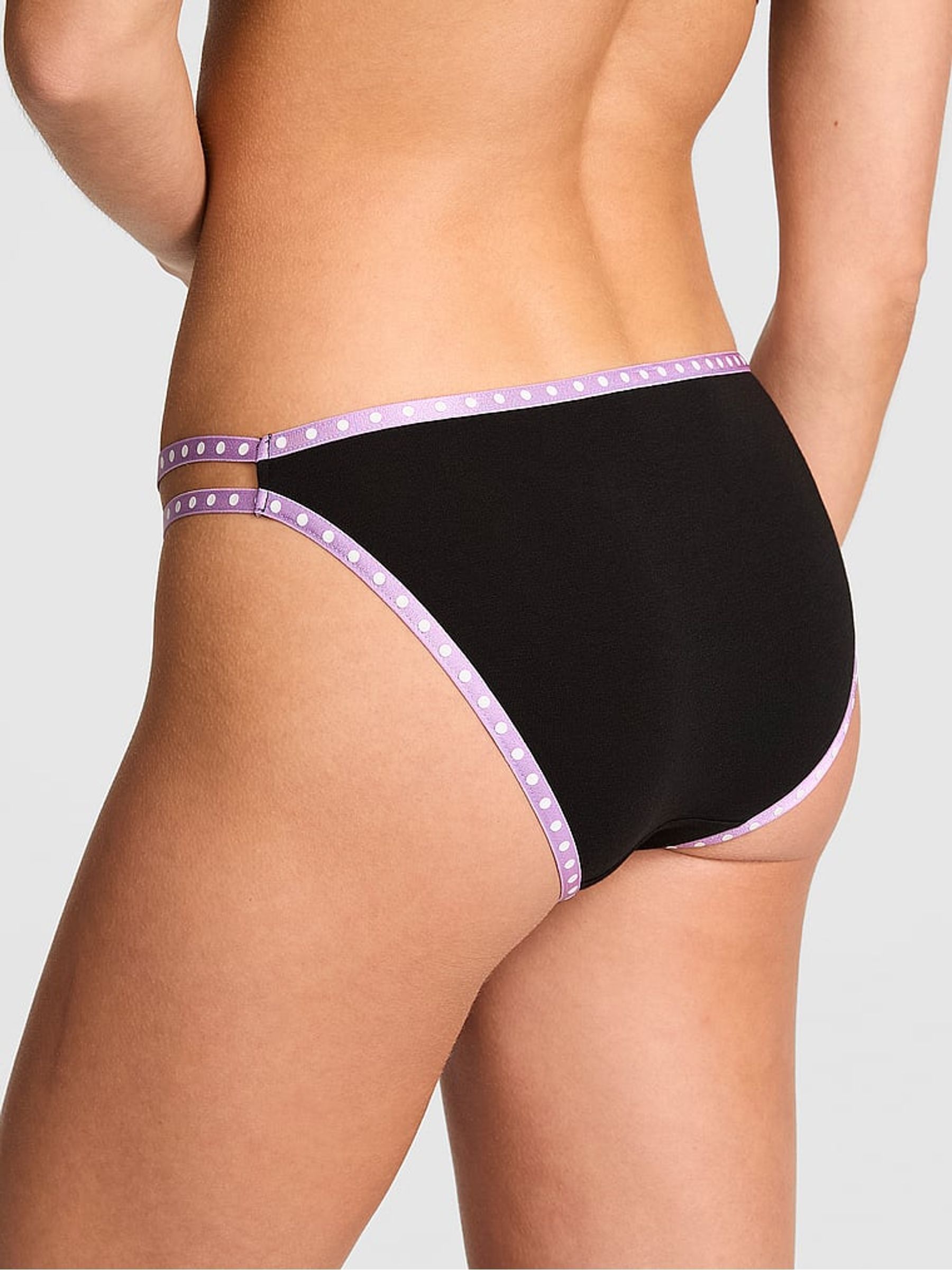 Black Love Pink String Bikini Cotton Mini Logo Knickers - Image 2 of 2