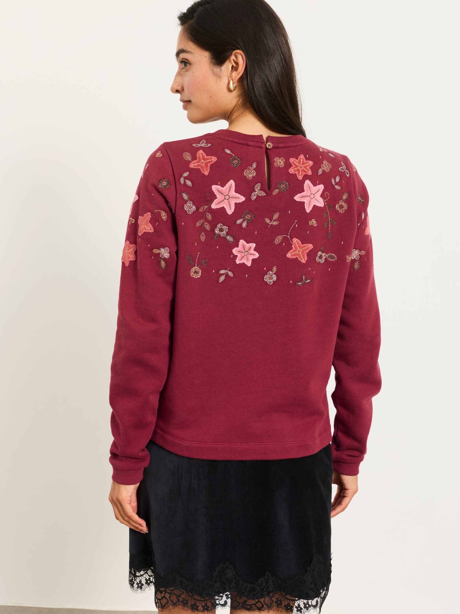 Jaz Burgundy Red Embroidered Floral Sweatshirt - Image 2 of 6