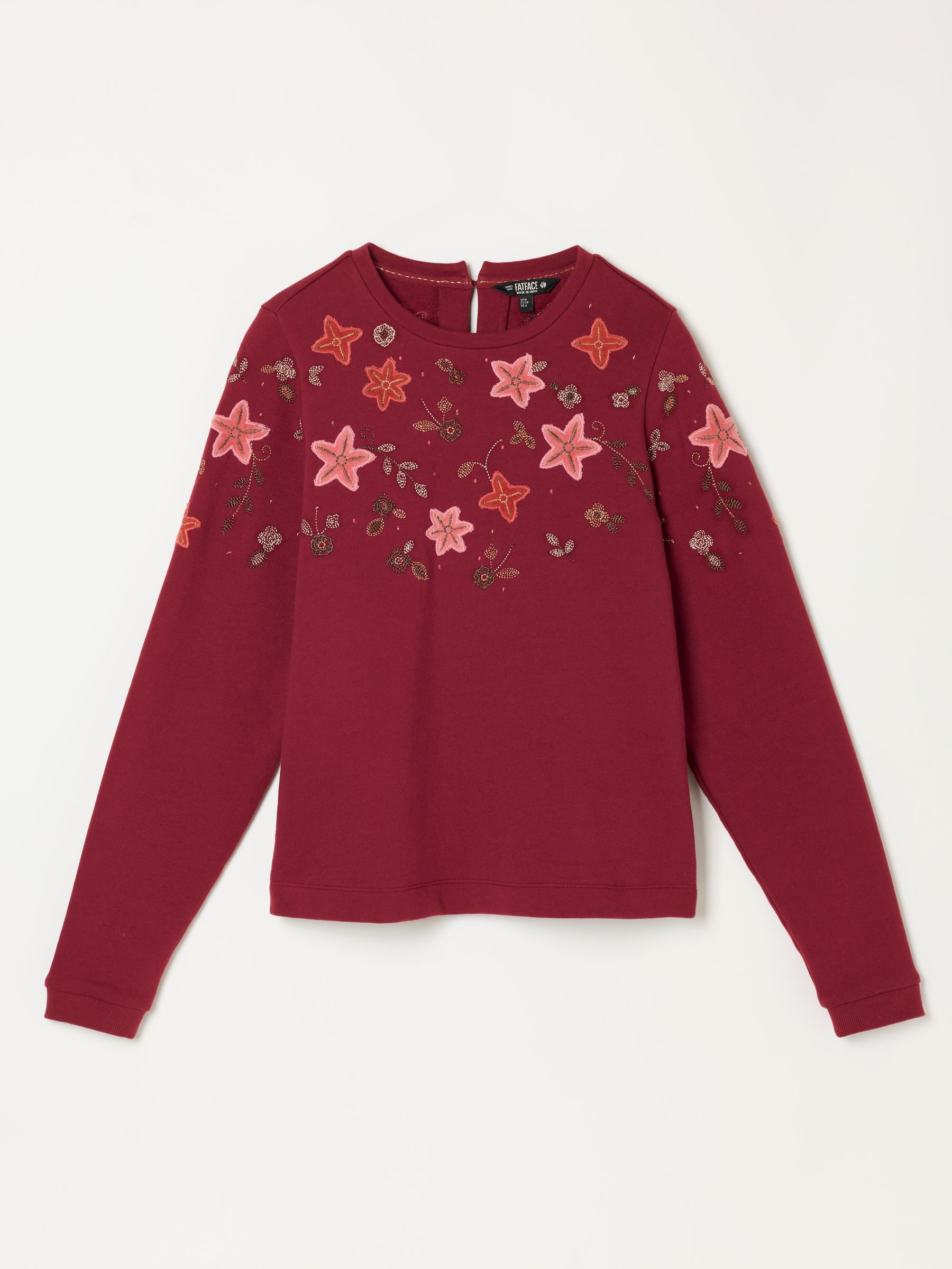 Jaz Burgundy Red Embroidered Floral Sweatshirt - Image 5 of 6