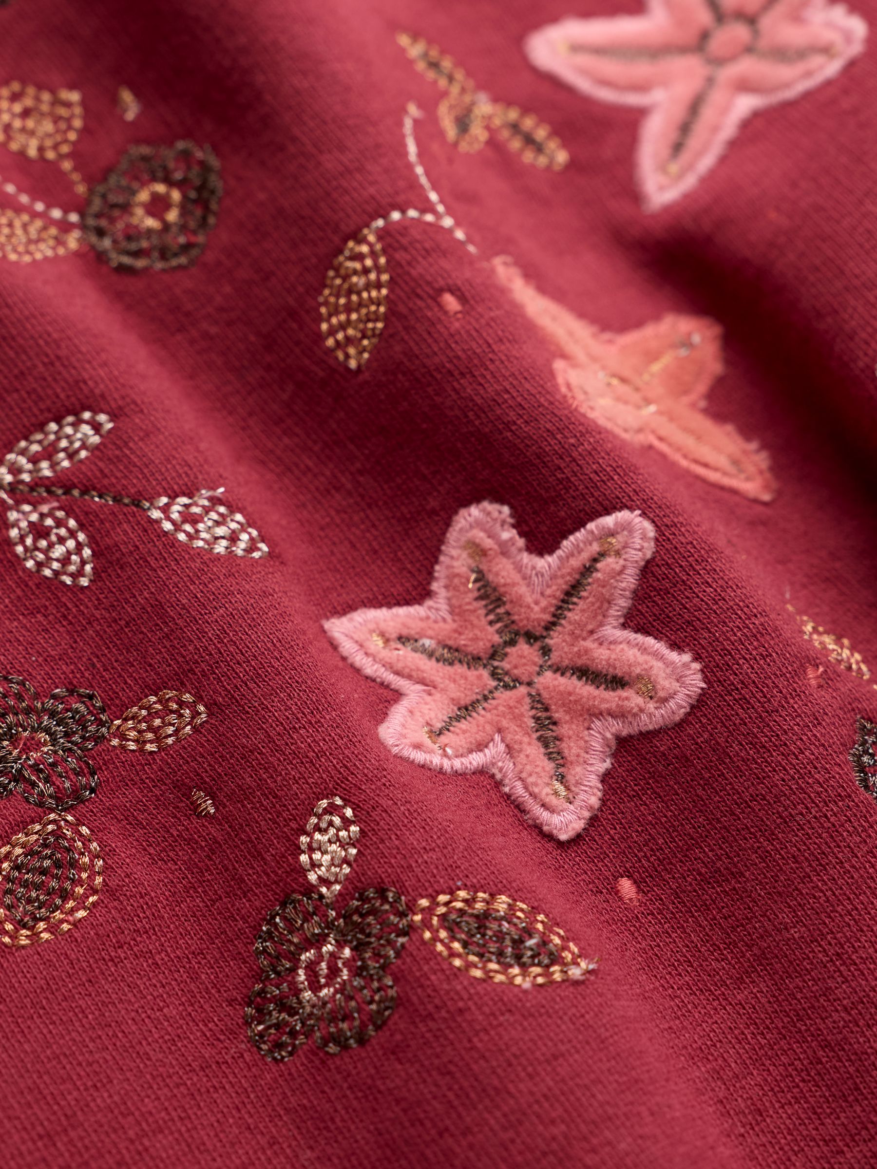 Jaz Burgundy Red Embroidered Floral Sweatshirt - Image 6 of 6