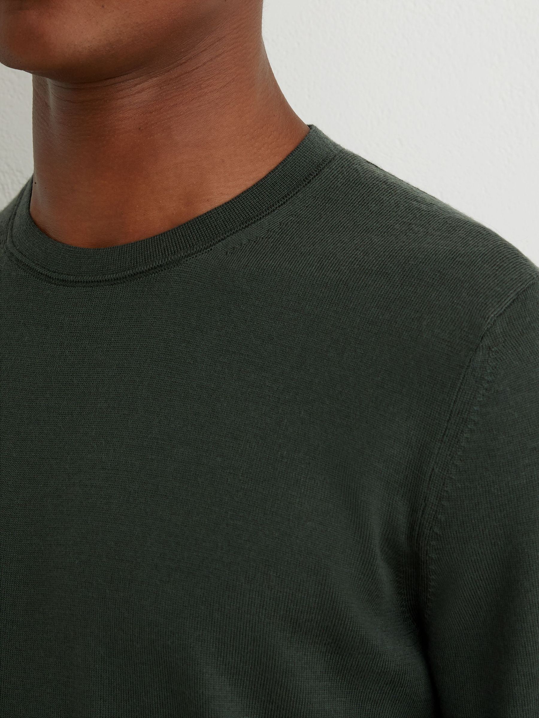 Merino Wool Crew-Neck Jumper in Dark Green - Image 3 of 6