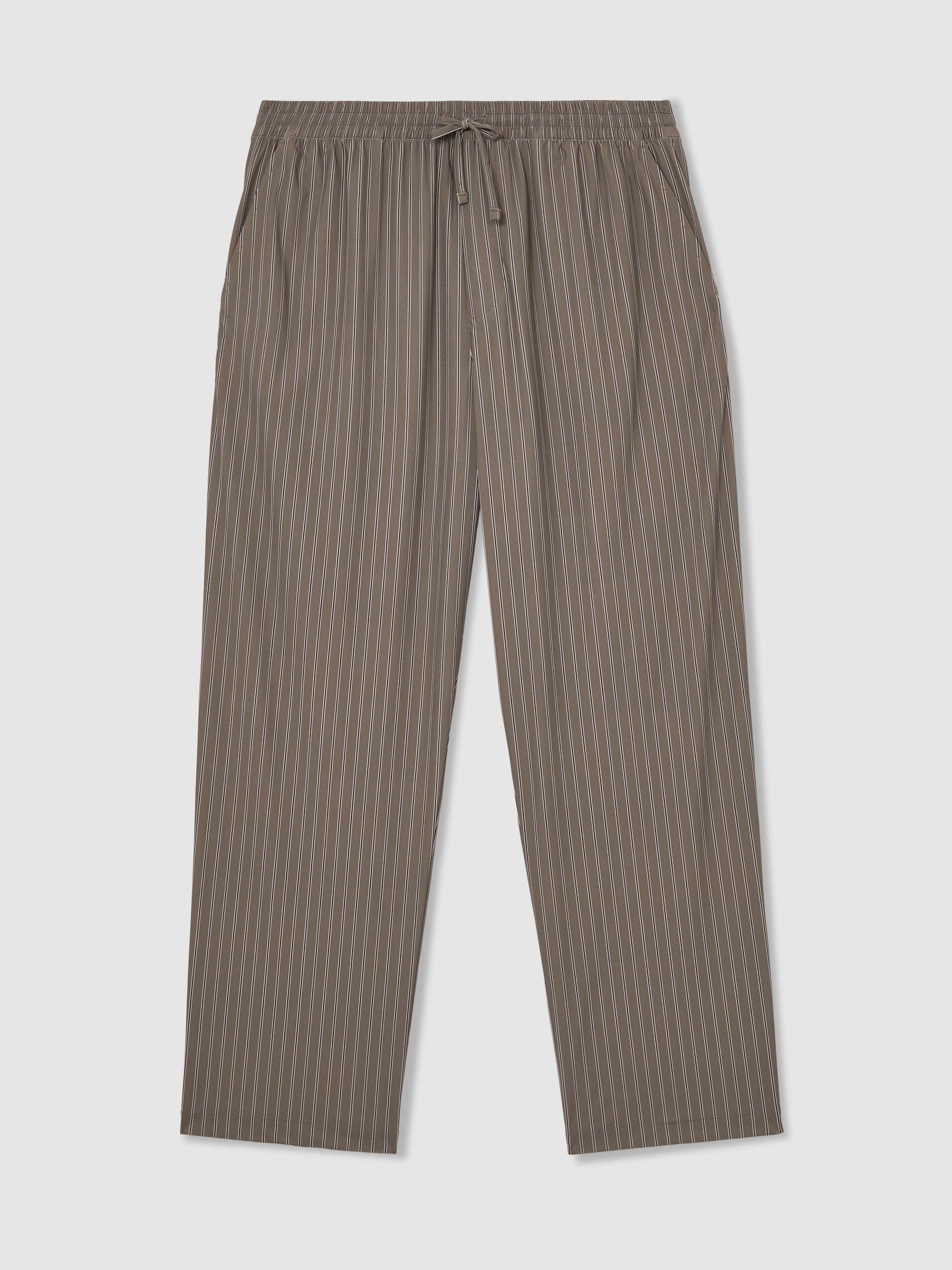 Stripe Drawstring Relaxed-Fit Trousers in Taupe Brown - Image 2 of 7