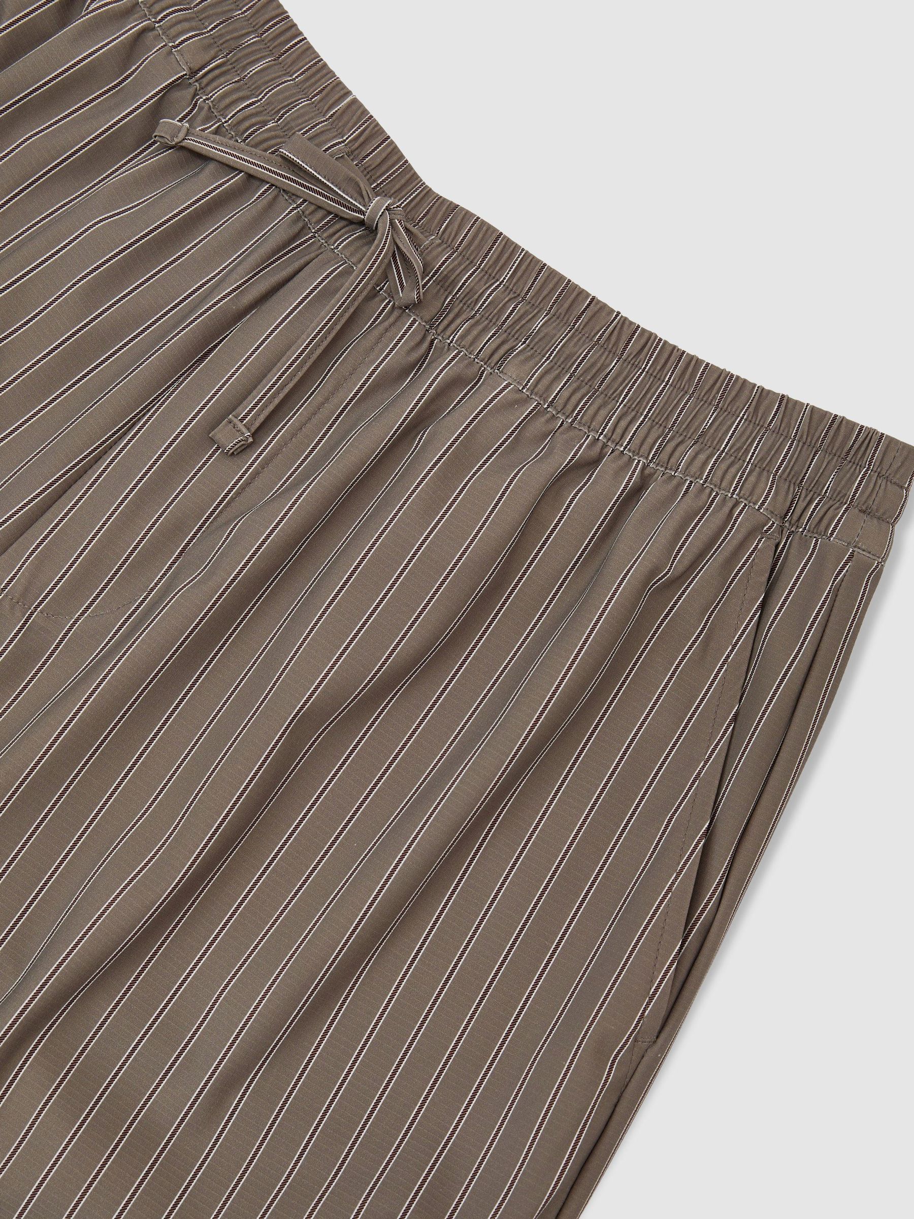 Stripe Drawstring Relaxed-Fit Trousers in Taupe Brown - Image 7 of 7