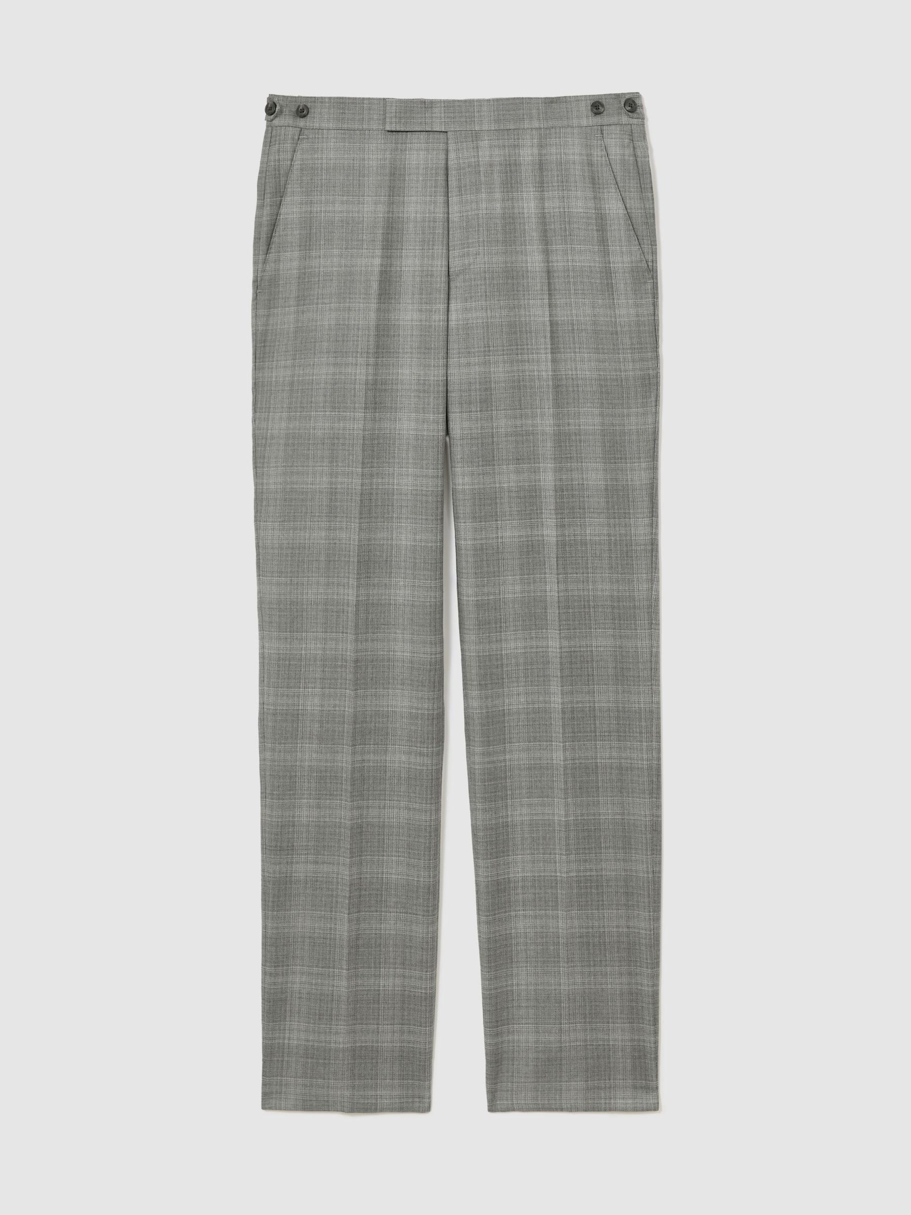 Wool Check Side-Adjuster Suit Trousers Classic-Fit in Light Grey - Image 2 of 6 Wool Check Side-Adjuster Suit Trousers Classic-Fit in Light Grey - Image 2 of 6