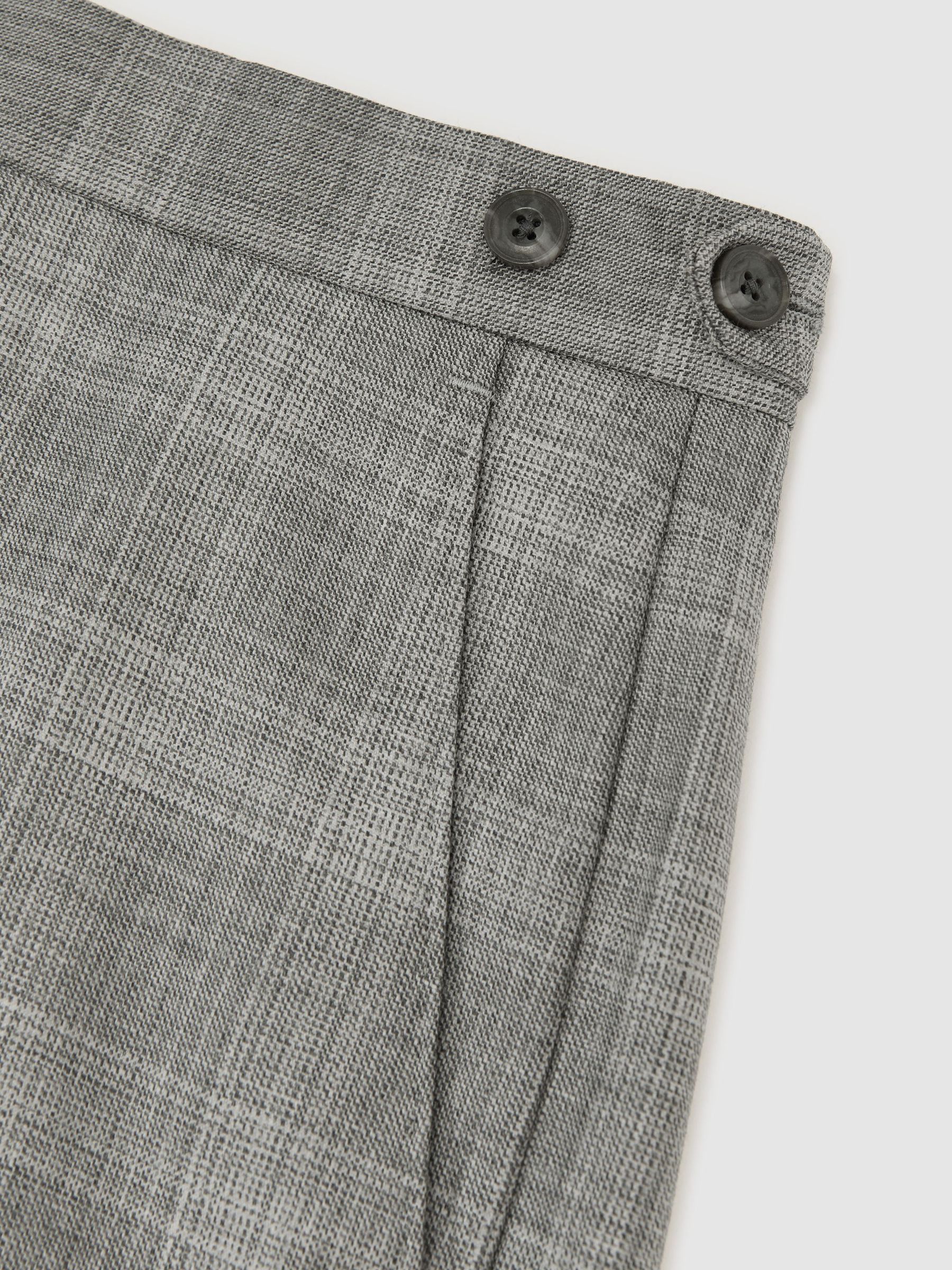 Wool Check Side-Adjuster Suit Trousers Classic-Fit in Light Grey - Image 6 of 6