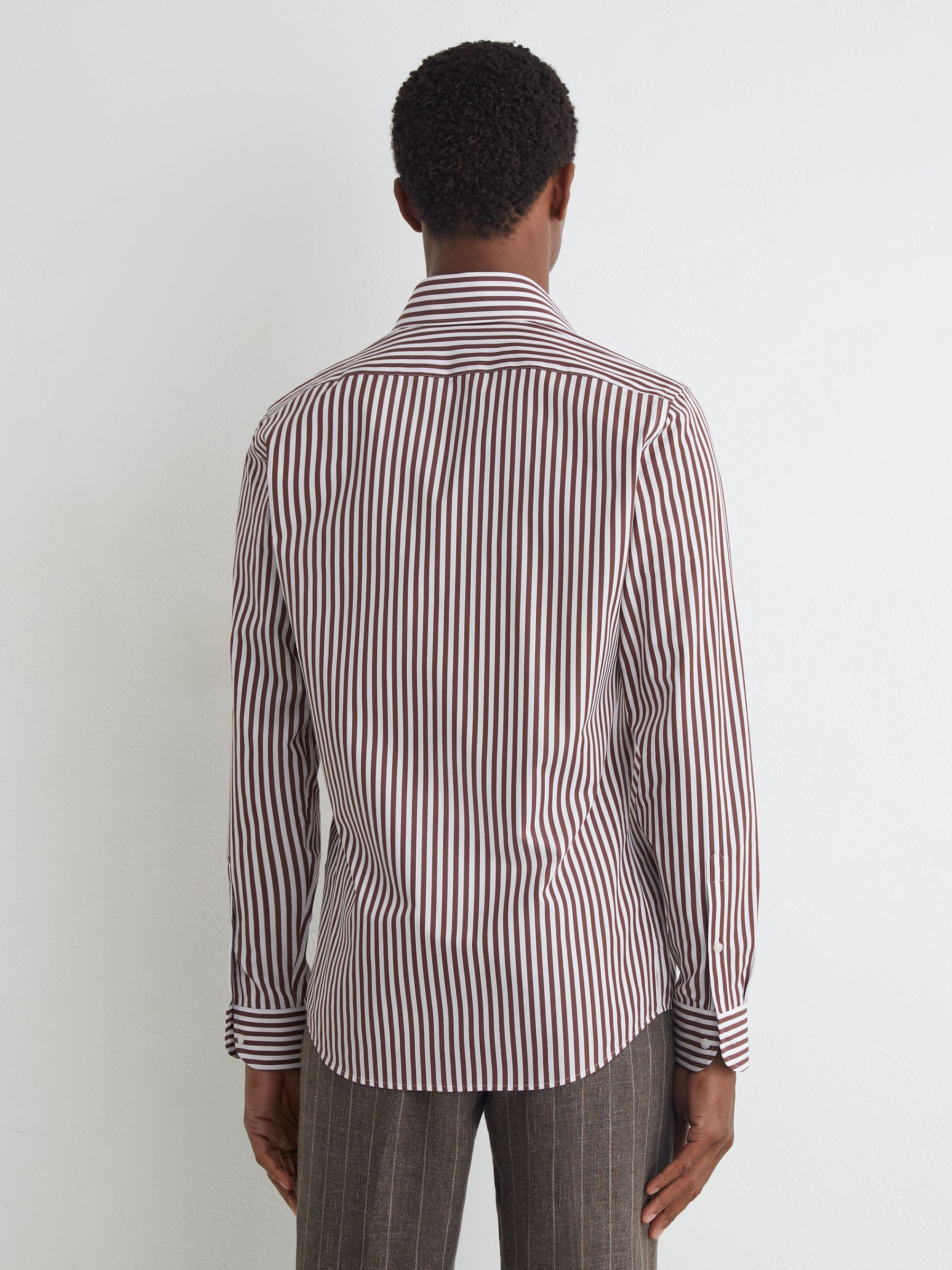 Long Sleeve Bengal Stripe Button-Down Shirt. in Brown - 圖片 5/7