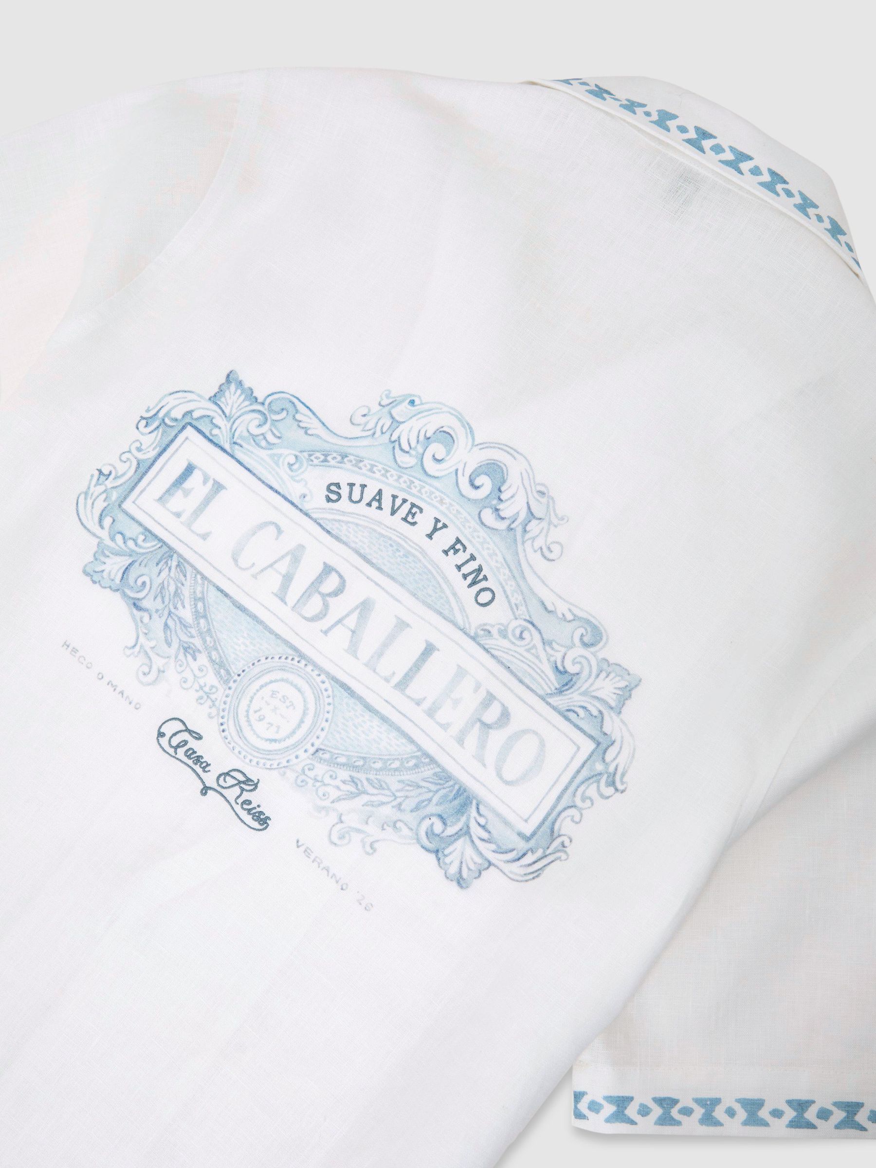 Cotton-Linen Slogan-Print Shirt in White - Image 9 of 9