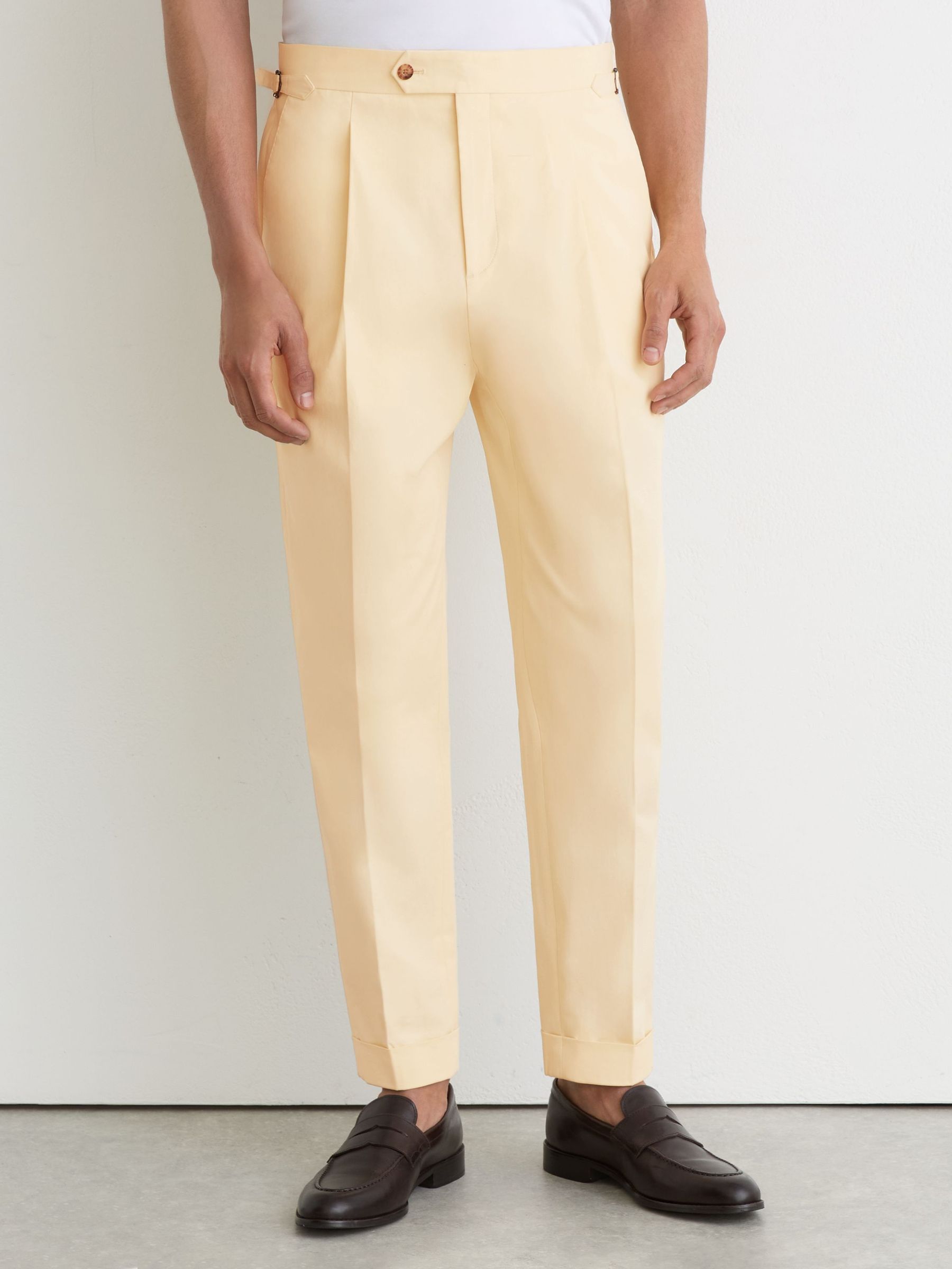 Cotton Classic-Fit Cuffed Suit Trousers in Buttermilk Yellow - Image 3 of 6