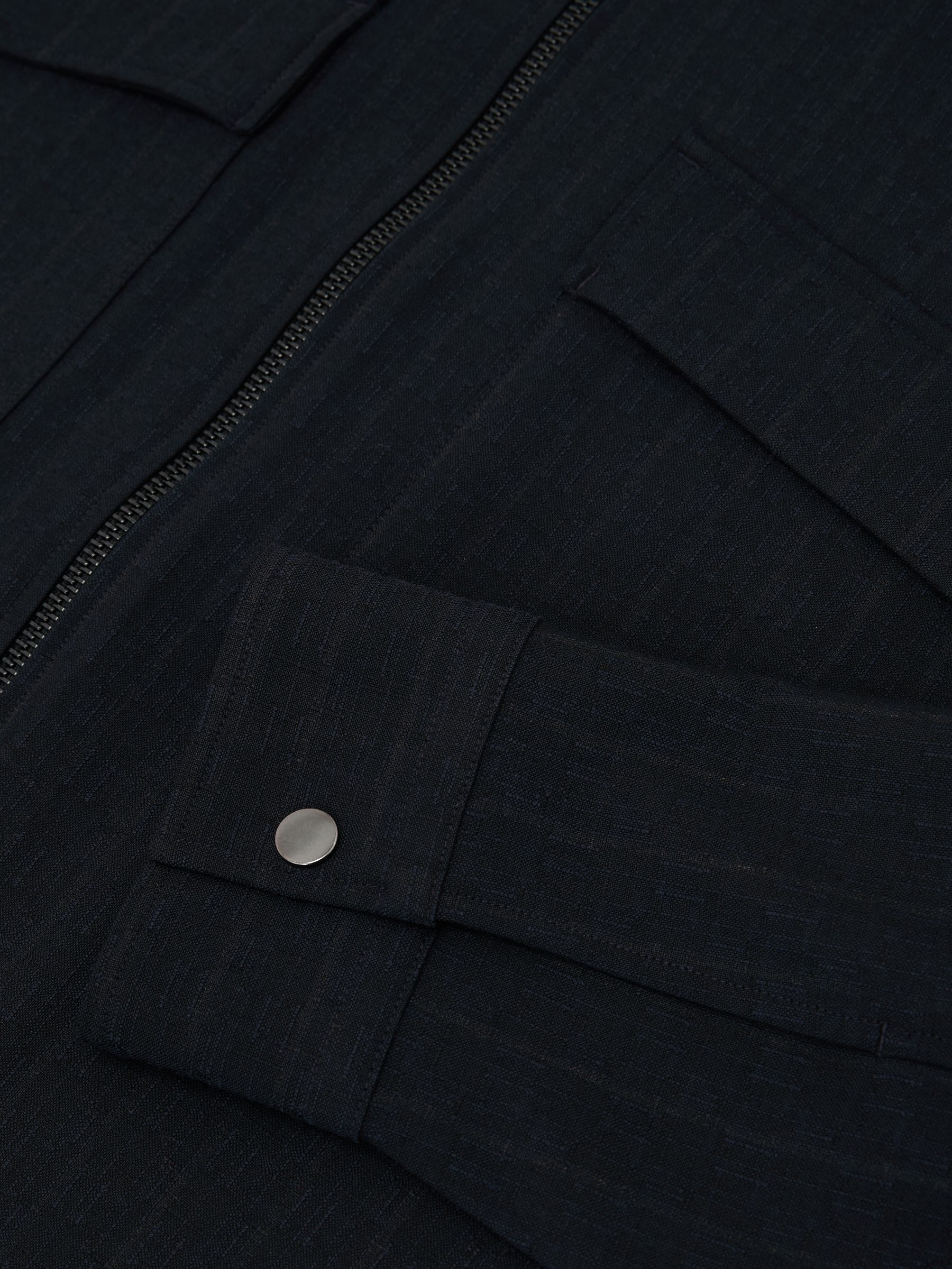 Stripe Zip-Through Overshirt in Navy - Image 6 of 6