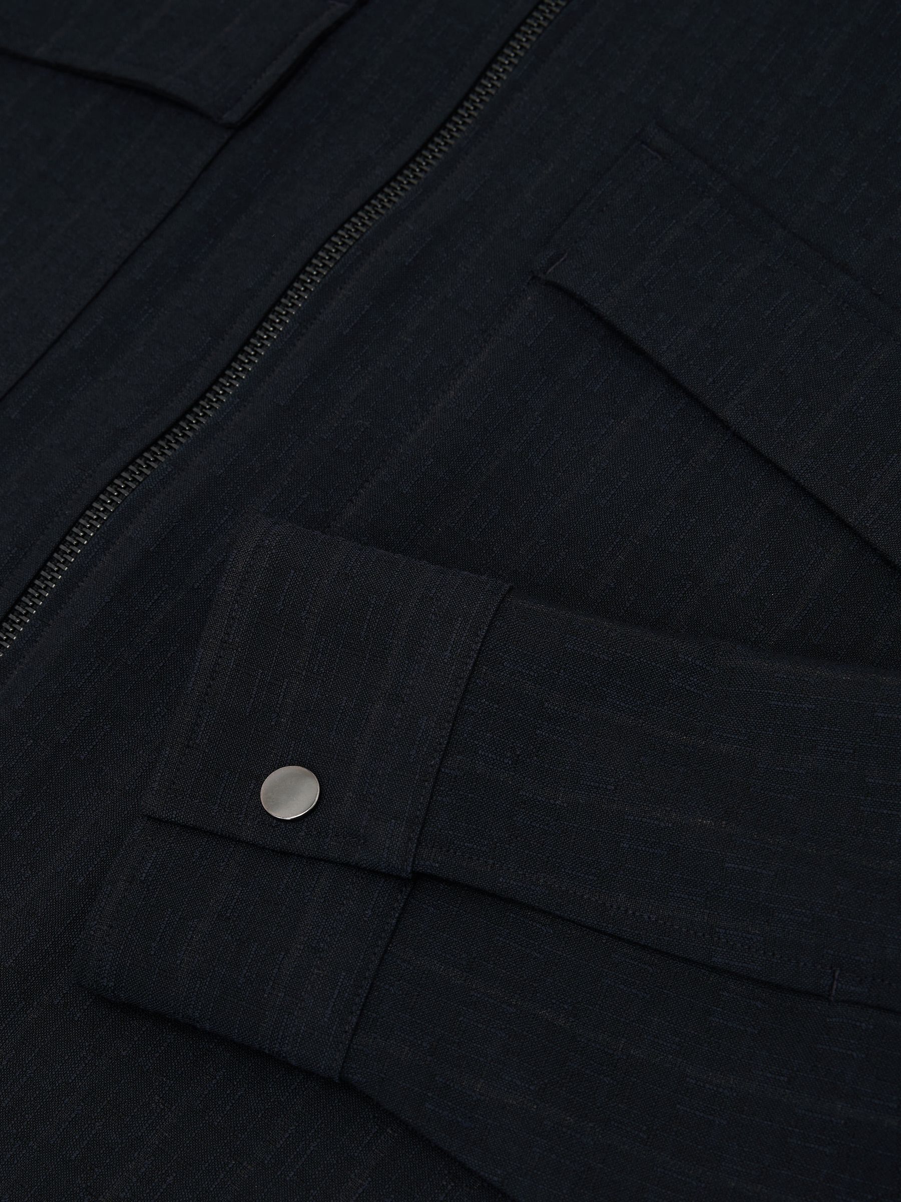 Stripe Zip-Through Overshirt in Navy - Image 8 of 8