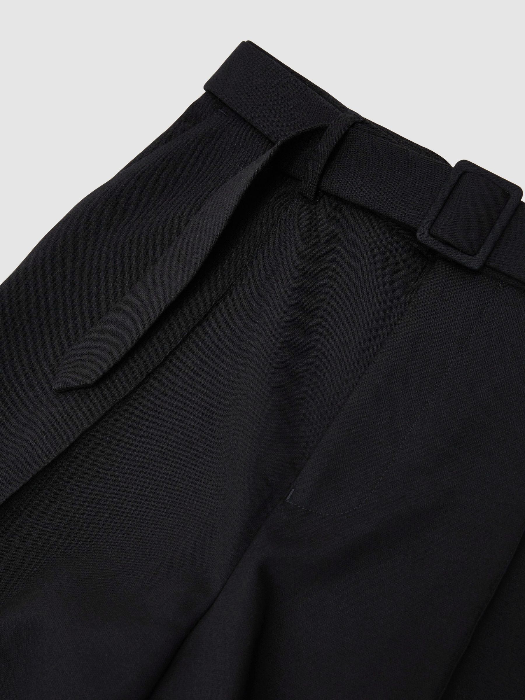Relaxed-Fit Belted Pintuck Trousers in Navy - Image 7 of 7