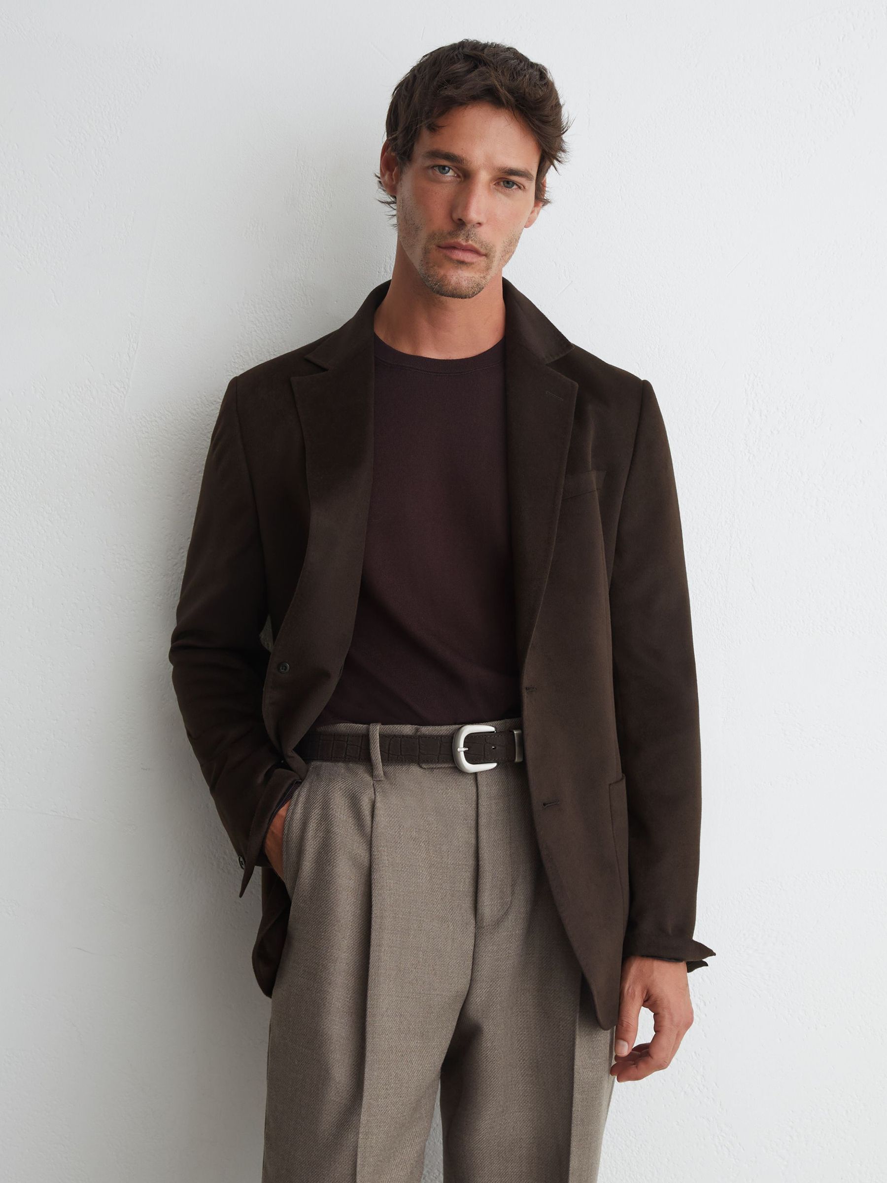 Single-Breasted Blazer With Gilet Insert Tailored-Fit in Chocolate Brown - Image 1 of 9