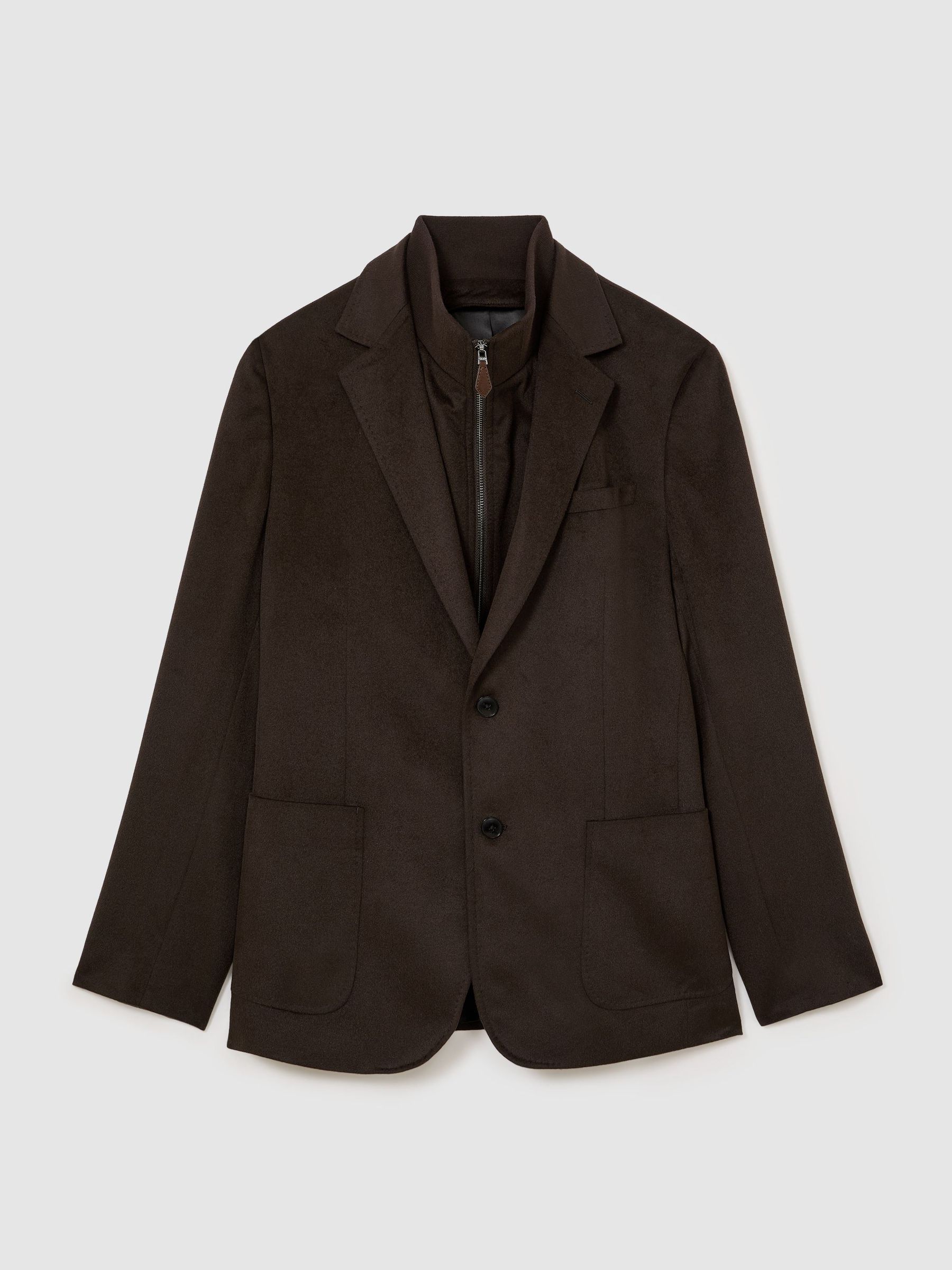 Single-Breasted Blazer With Gilet Insert Tailored-Fit in Chocolate Brown - Image 2 of 9