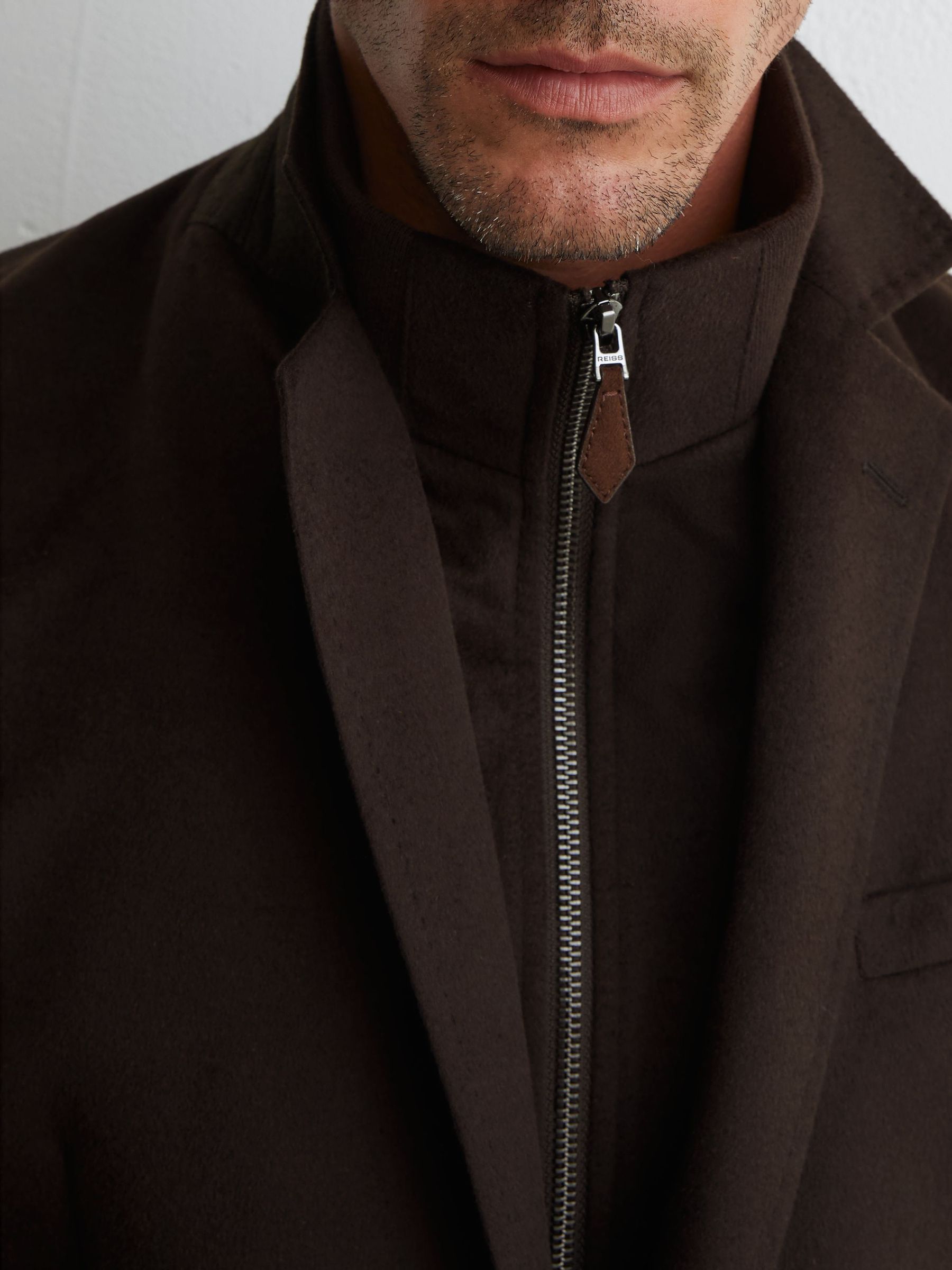 Single-Breasted Blazer With Gilet Insert Tailored-Fit in Chocolate Brown - Image 3 of 9