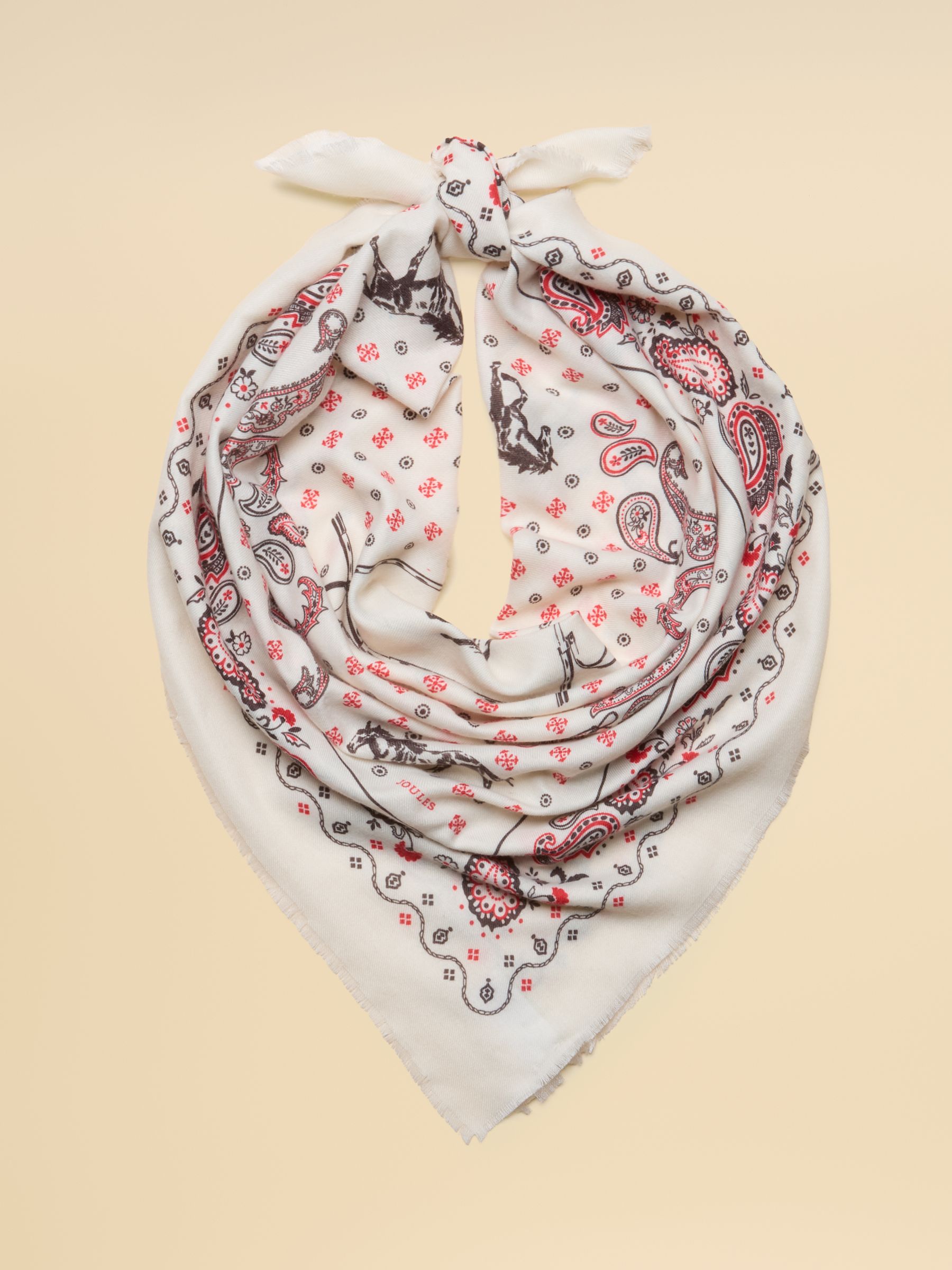 Large Cream Bandana Print Midweight Square Scarf - Image 1 of 7