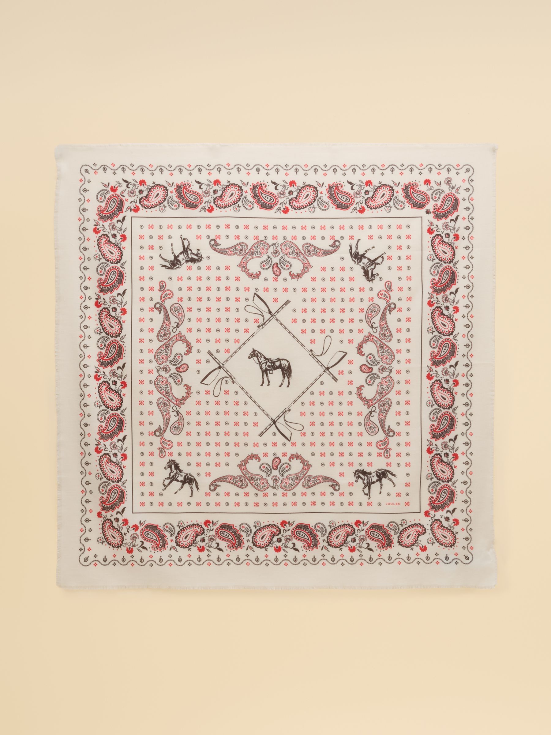 Large Cream Bandana Print Midweight Square Scarf - Image 7 of 7