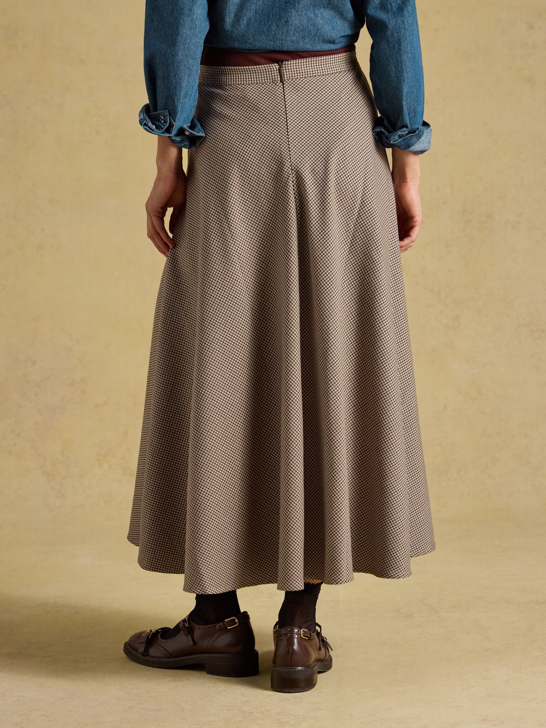 Emmy Brown Houndstooth Panel Midi Skirt - Image 2 of 6