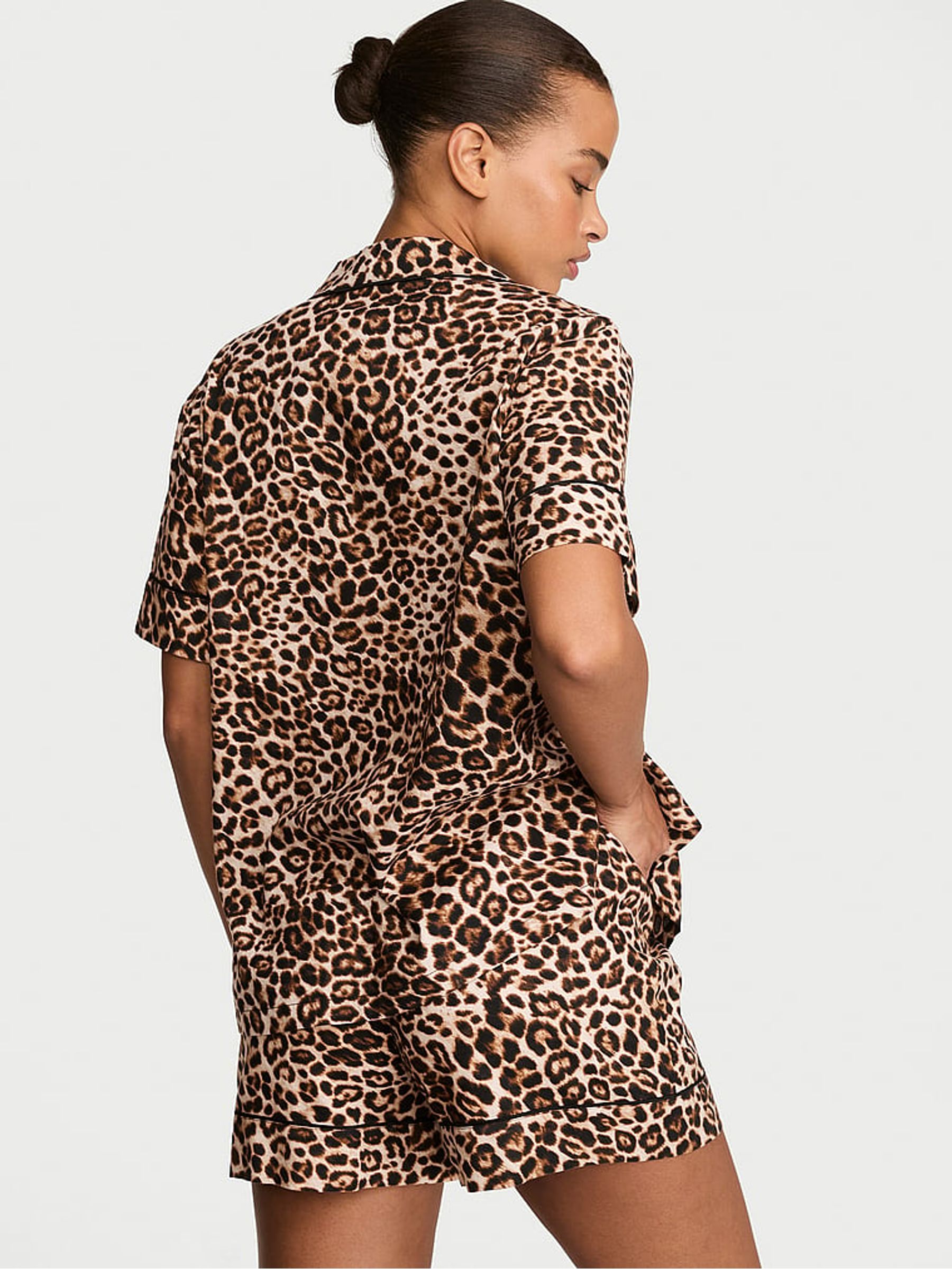 Leopard Brown Flannel Shorts Pyjama Set - Image 2 of 2