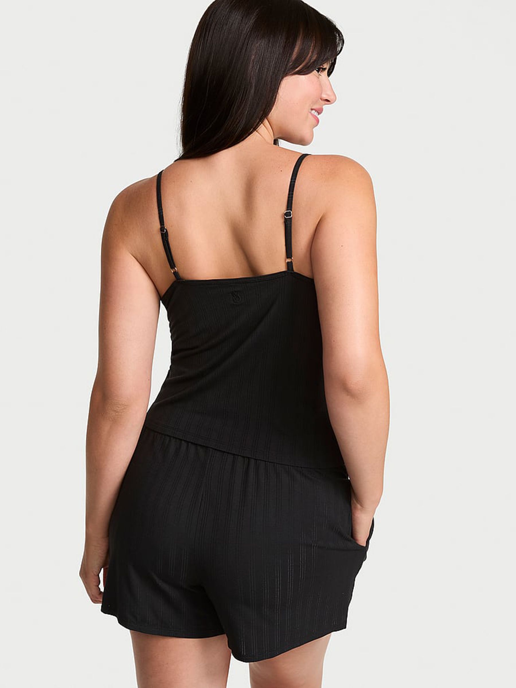 Black Modal Ultra Fine Cami Shorts Set - Image 2 of 3