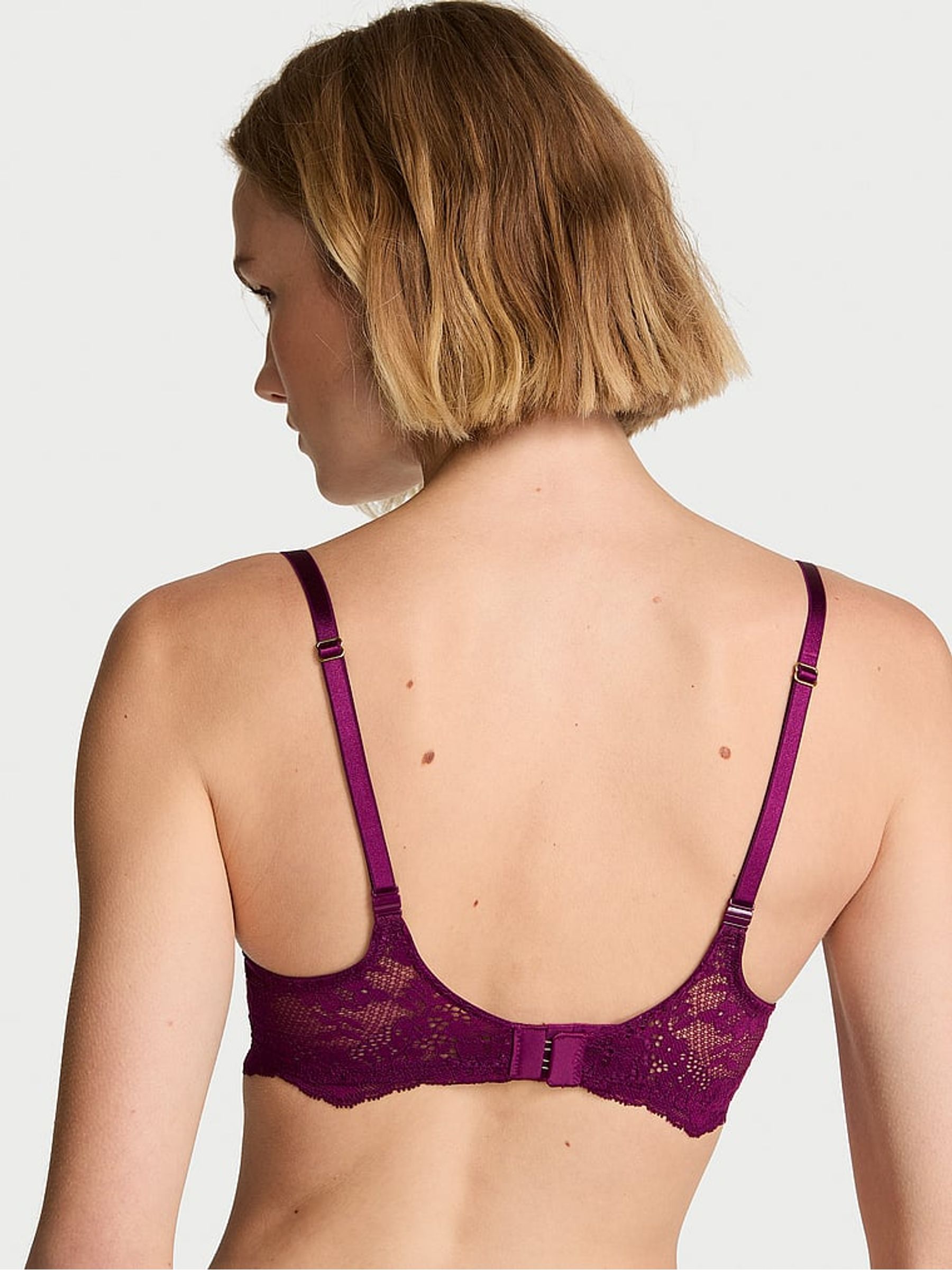 Rhubarb Purple Lace Trim Push Up Bra - Image 2 of 2 Rhubarb Purple Lace Trim Push Up Bra - Image 2 of 2