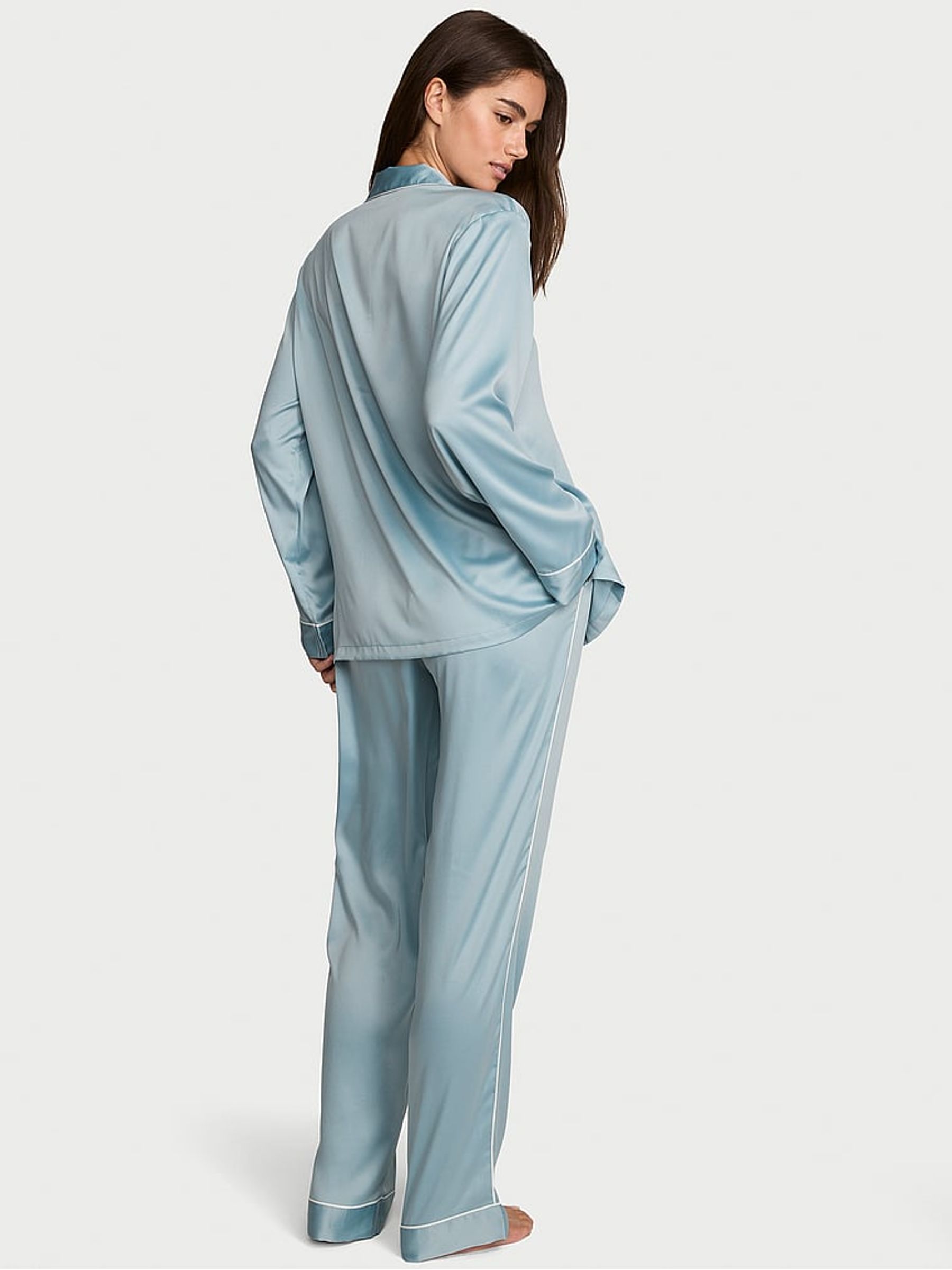 Hope Grey Bridesmaid Satin Long Pyjamas Set - Image 2 of 3