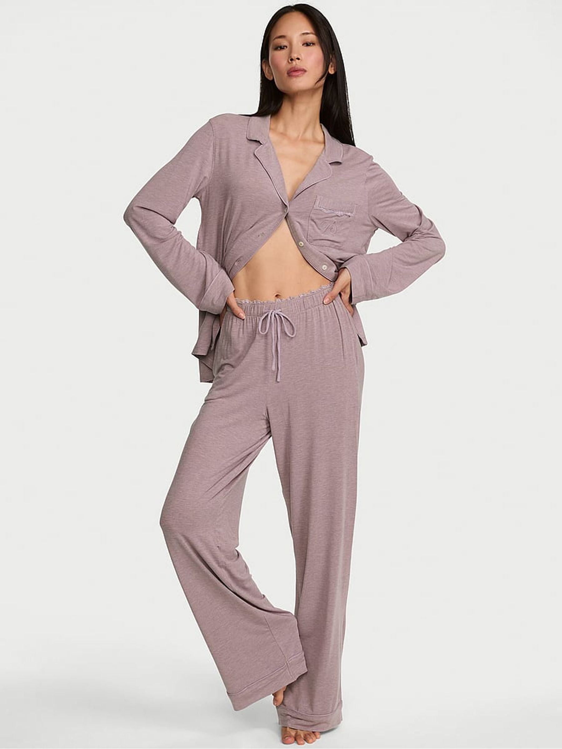 Heather Violet Haze Purple Modal Long Pyjamas Set - Image 1 of 3 Heather Violet Haze Purple Modal Long Pyjamas Set - Image 1 of 3