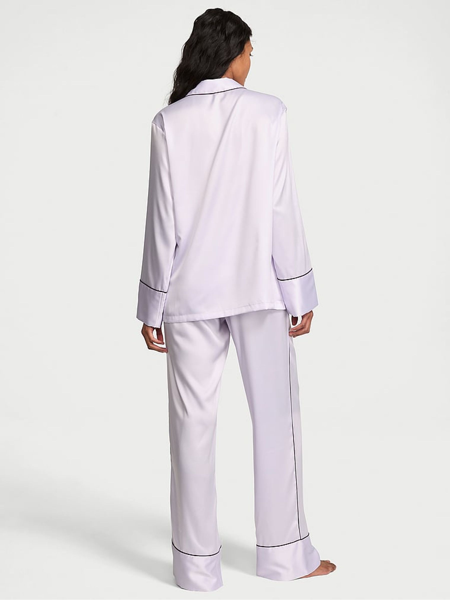 Purple Whisper Satin Long Pyjamas Set - Image 2 of 3 Purple Whisper Satin Long Pyjamas Set - Image 2 of 3