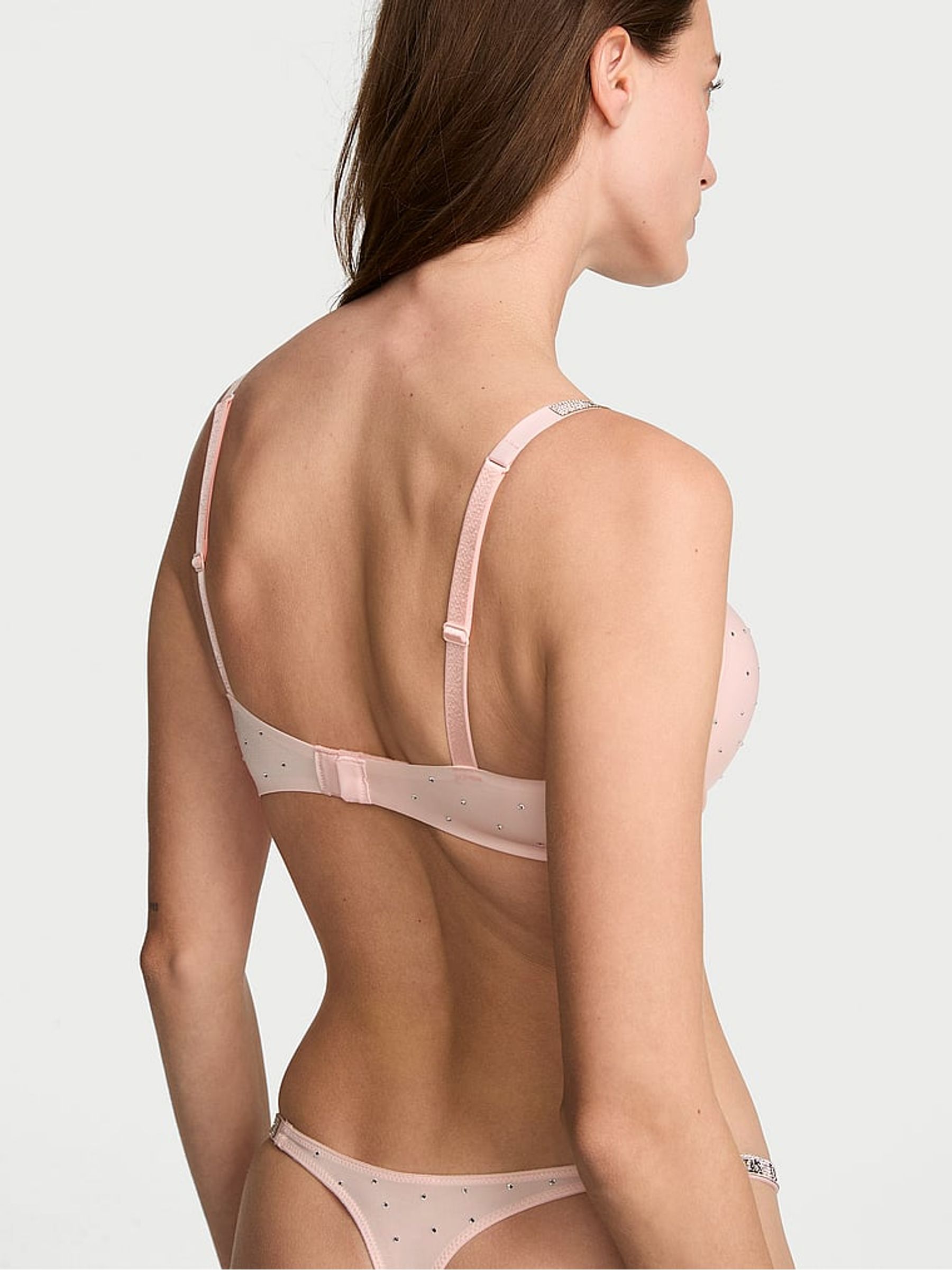 Purest Pink Add 2 Cups Push Up Bombshell Shine Strap Diamanté Bra - Image 2 of 2
