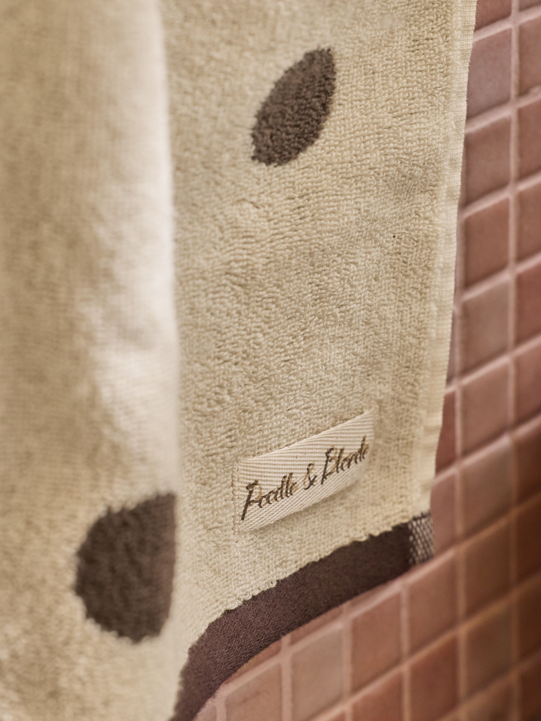 Poodle & Blonde Brown/Cream Polka Dot 100% Cotton Towel - Image 5 of 6