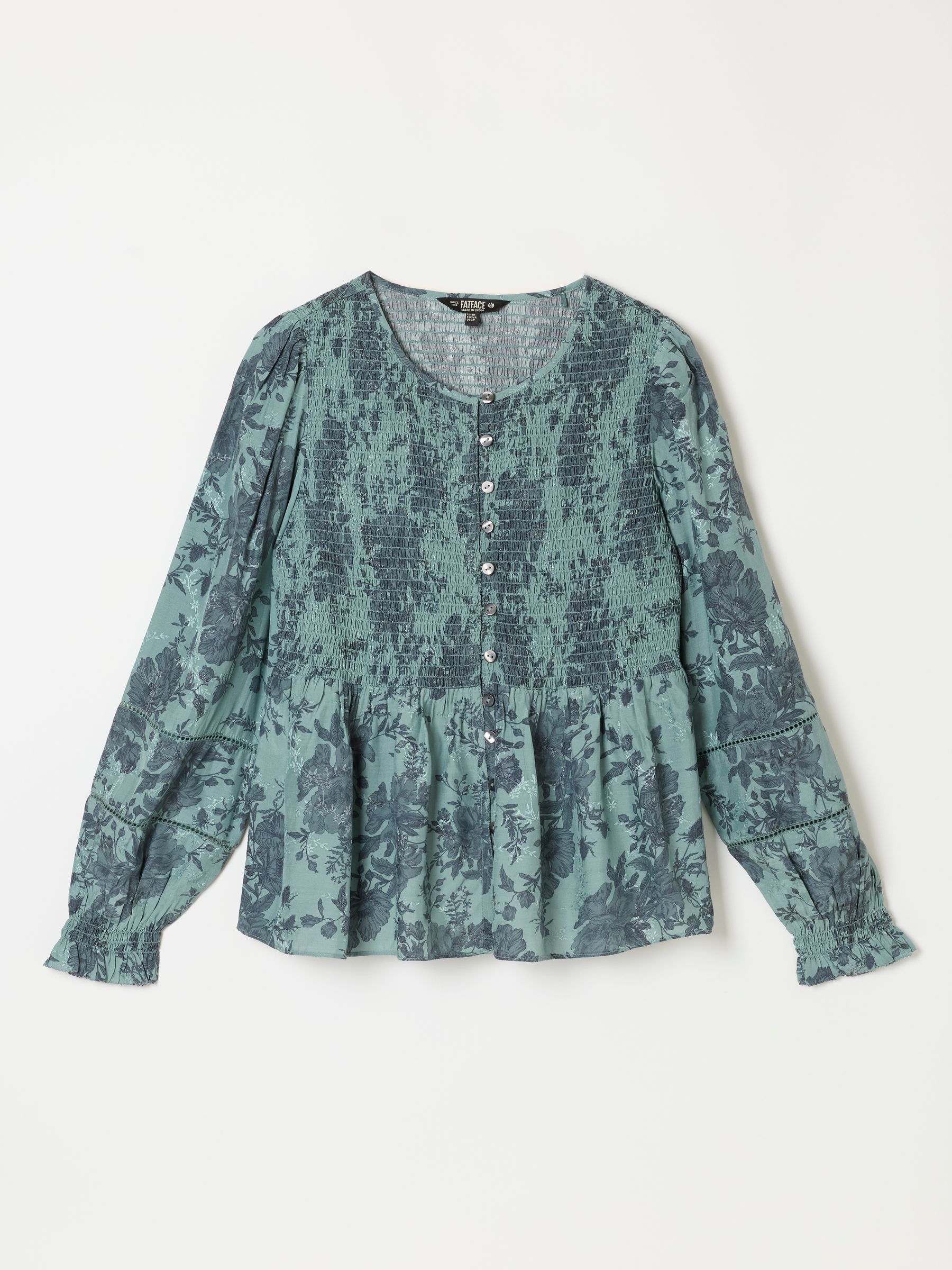 Riri Teal Blue Trailing Rose Blouse - Image 7 of 8