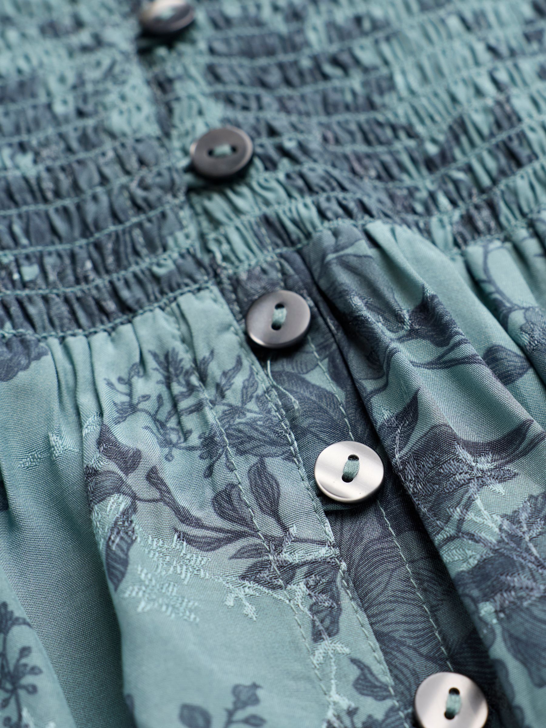 Riri Teal Blue Trailing Rose Blouse - Image 8 of 8 Riri Teal Blue Trailing Rose Blouse - Image 8 of 8