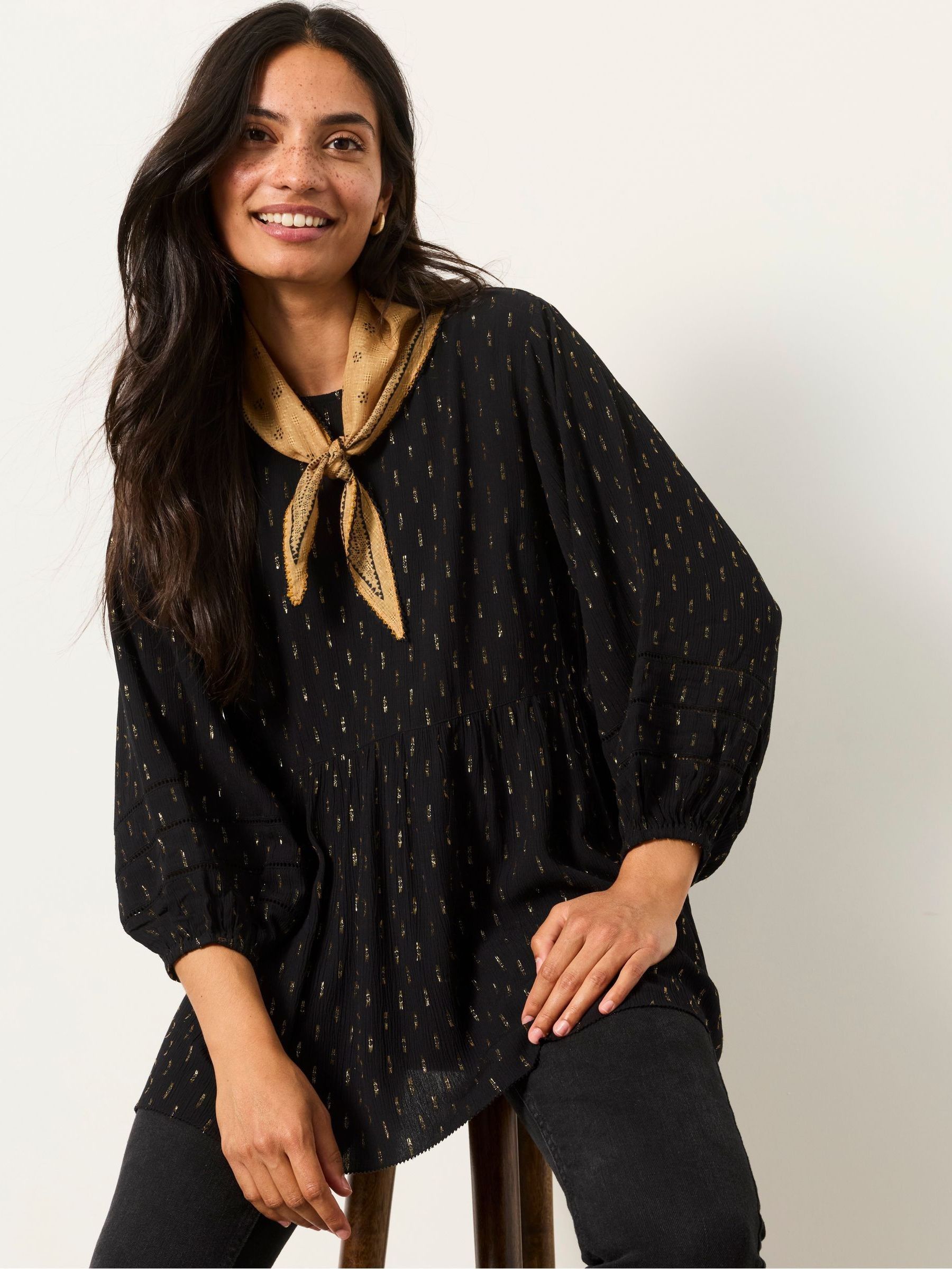 Stella Black Metallic Tunic - Image 1 of 7