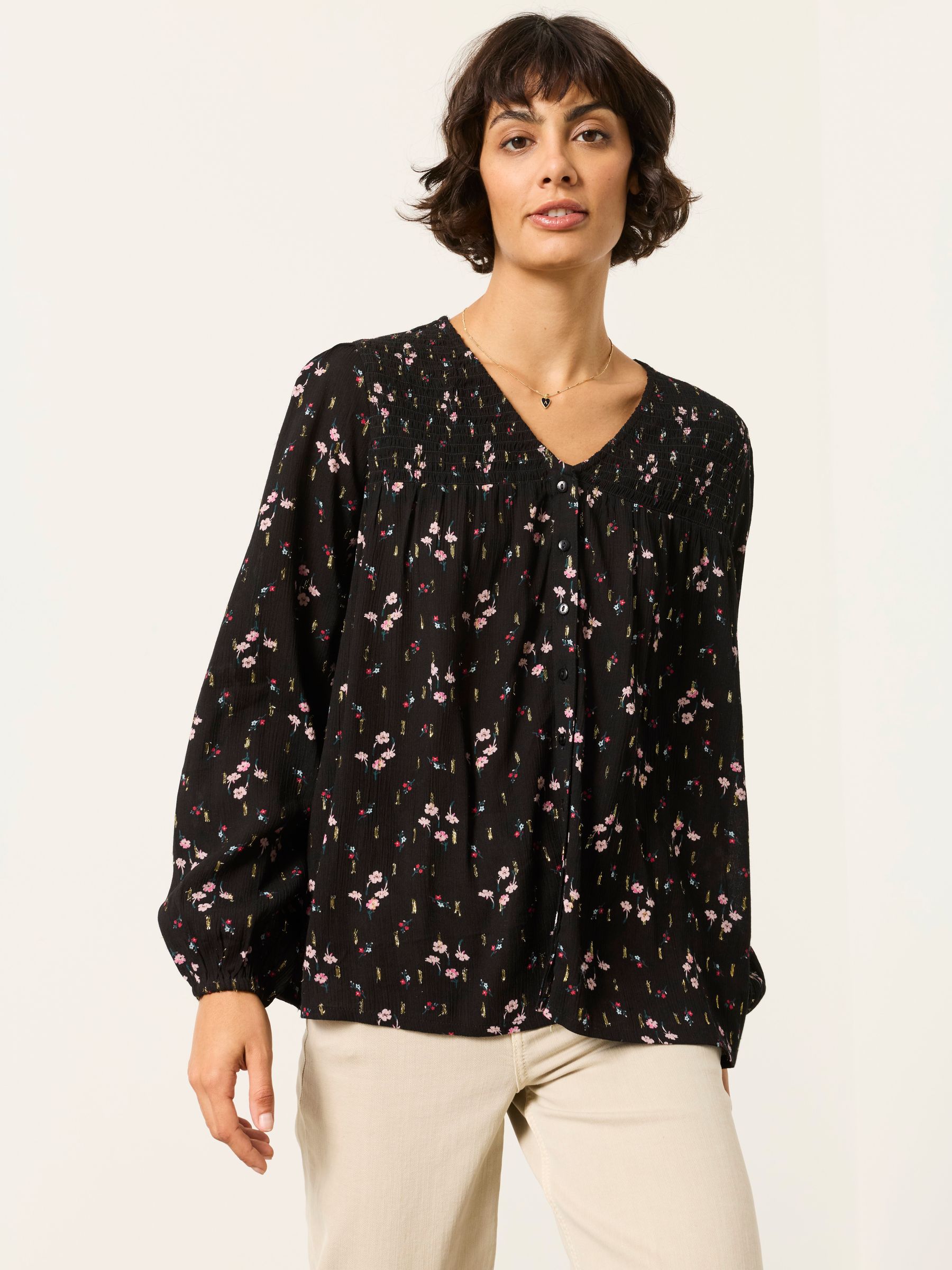 Nessie Black Rose Bud Blouse - Image 1 of 6