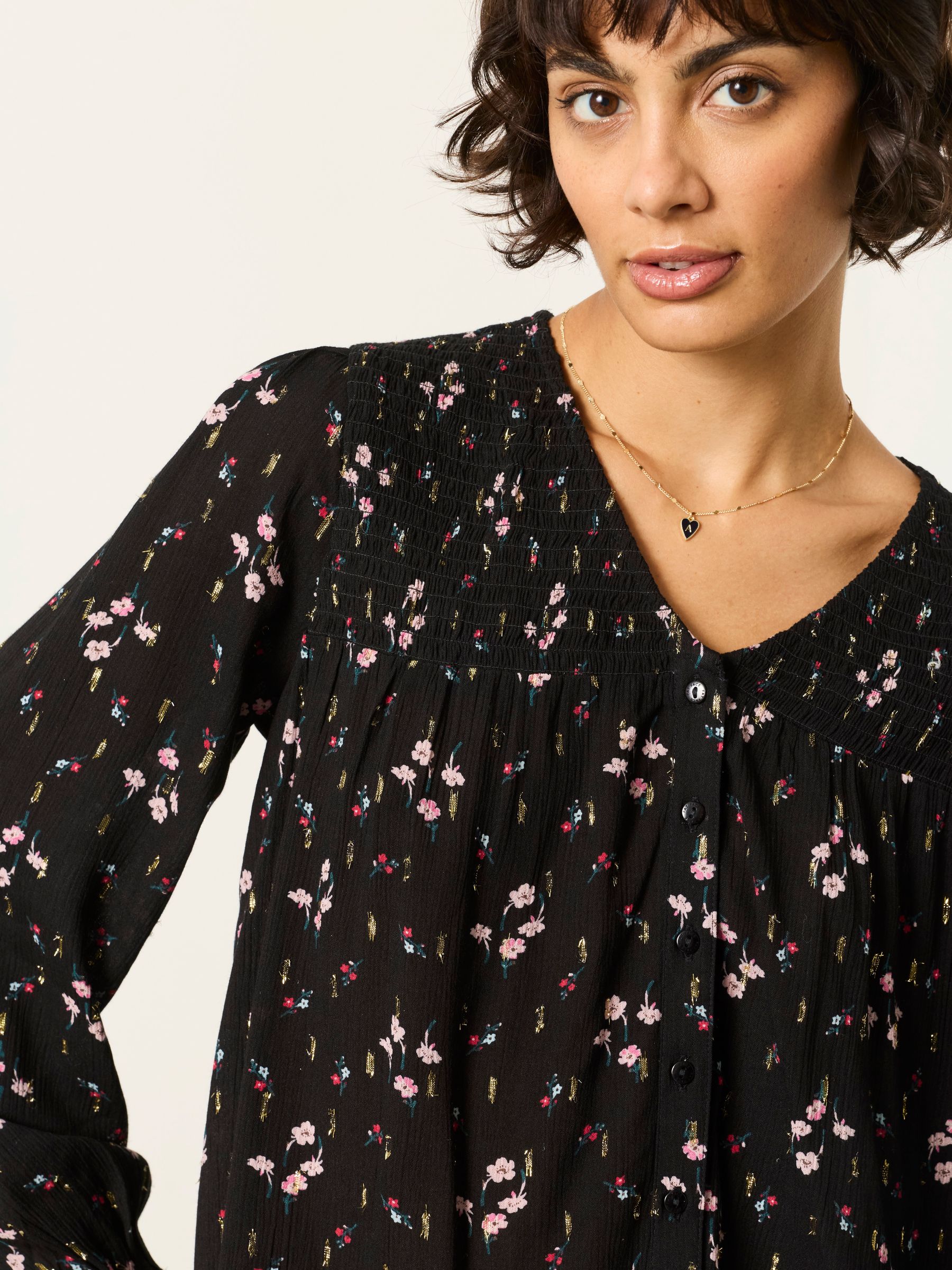 Nessie Black Rose Bud Blouse - Image 3 of 6