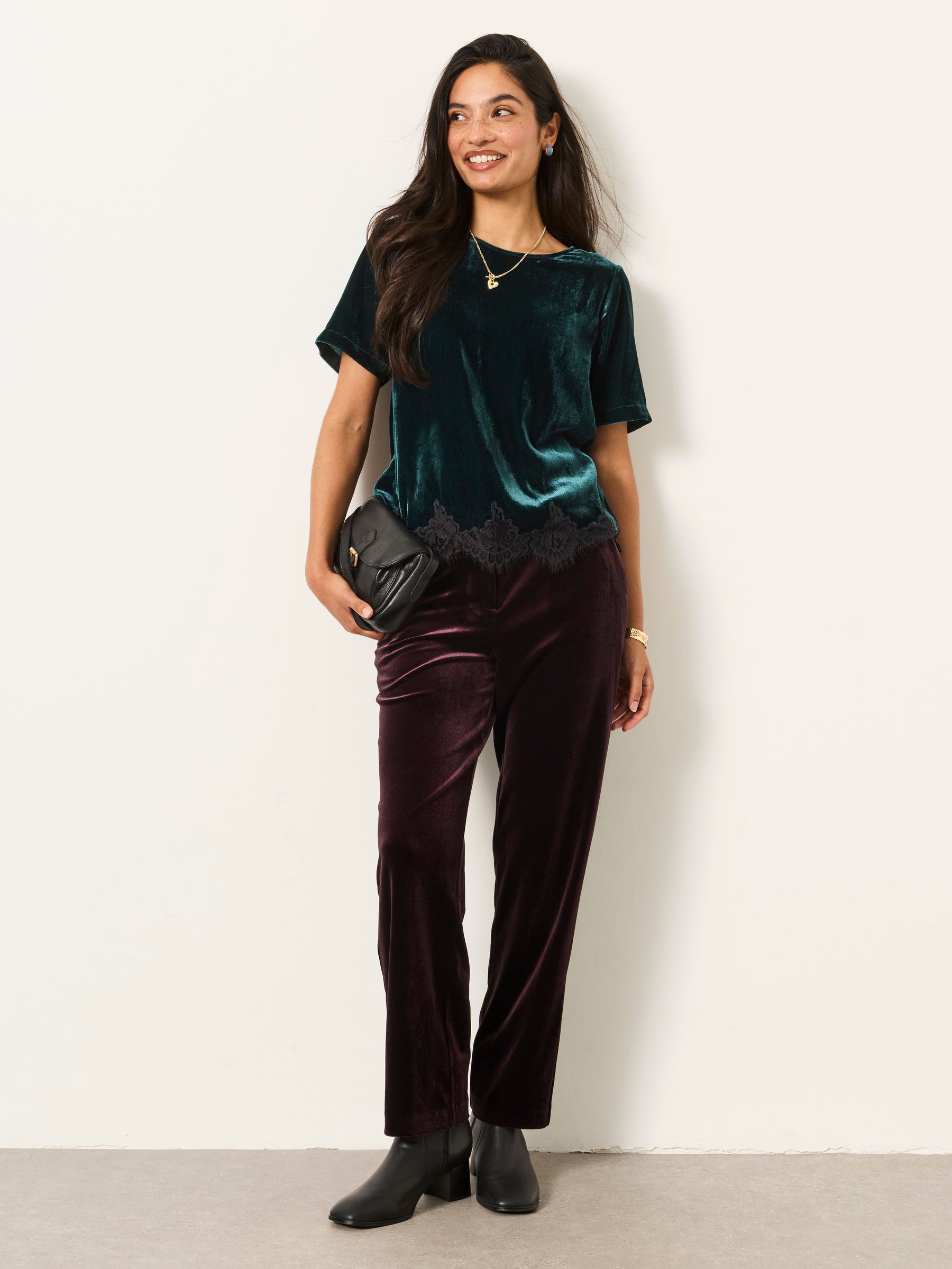 Maddie Teal Blue Velvet Blouse - Image 4 of 7