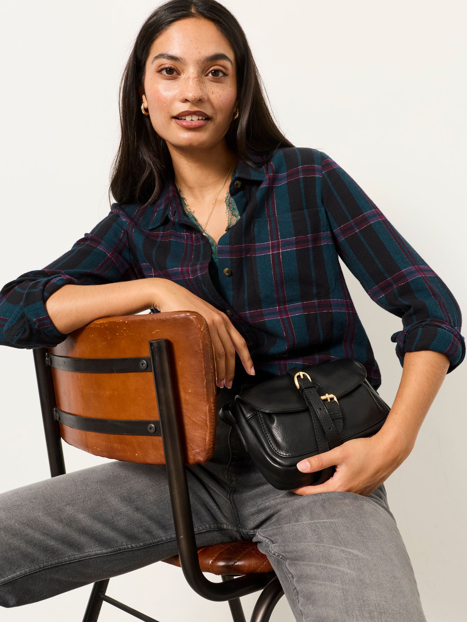 Olivia Navy Check Shirt - Image 3 of 6