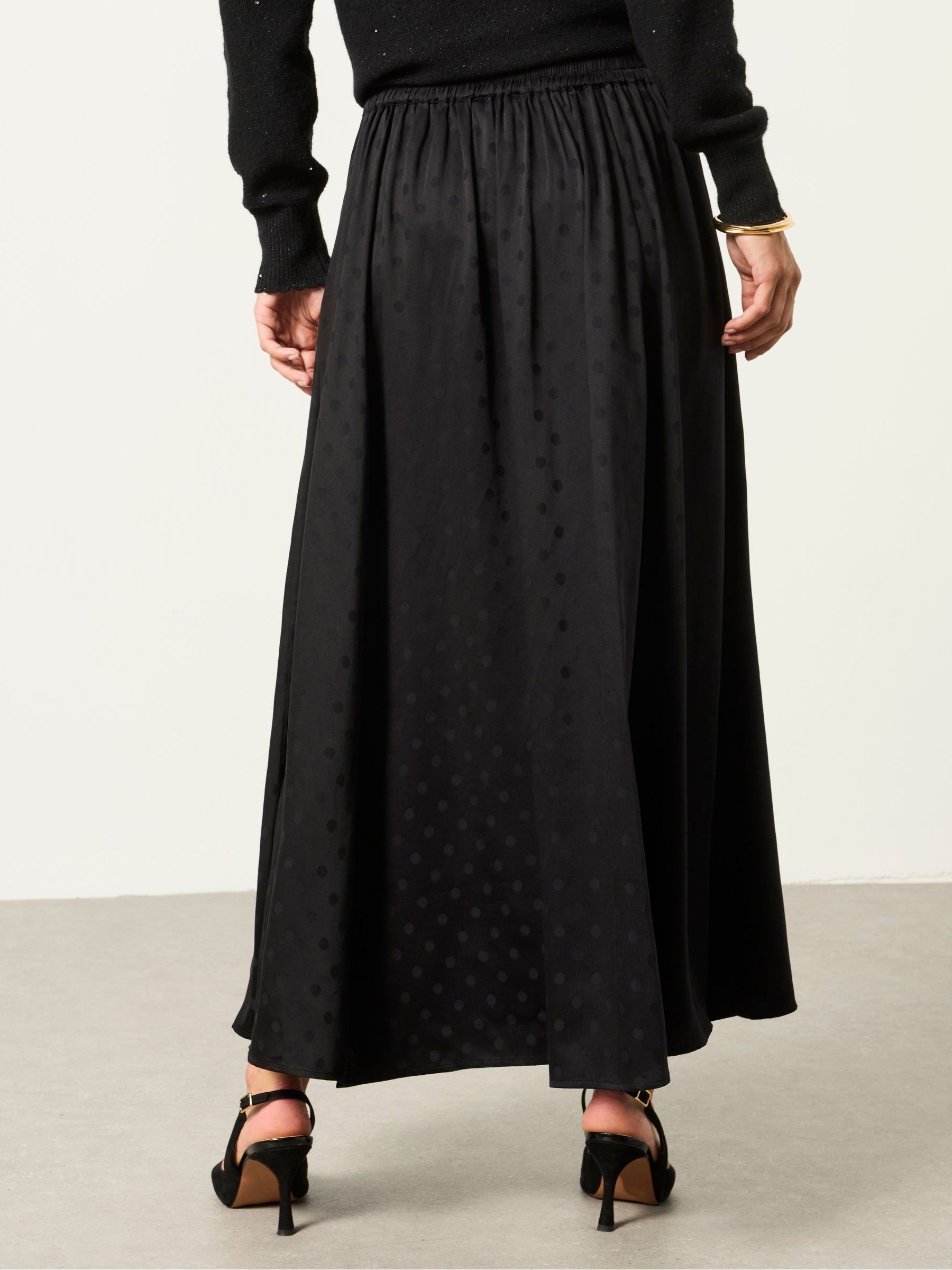 Black Sadie Polka Dot Midi Skirt - Image 2 of 6
