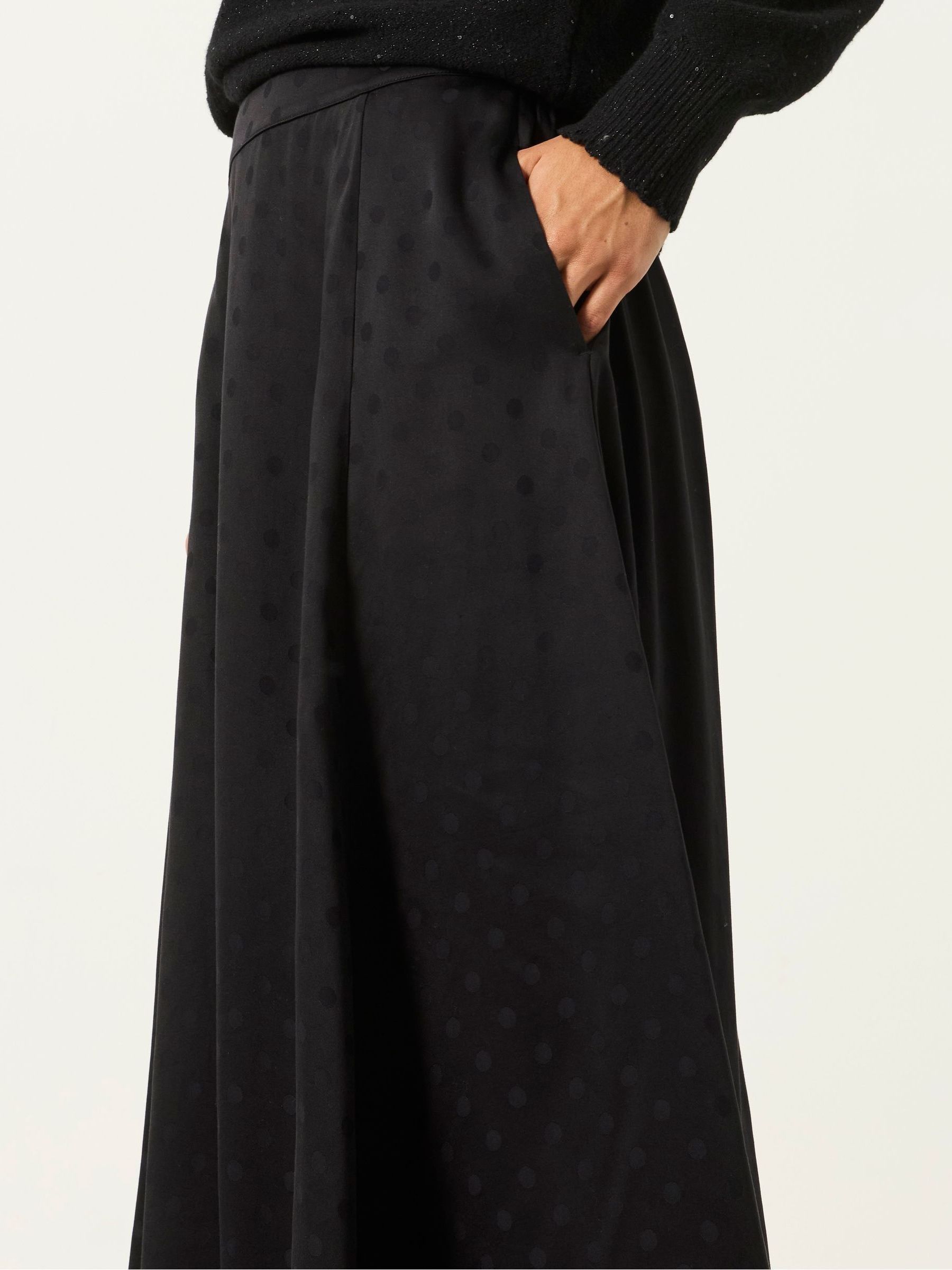 Black Sadie Polka Dot Midi Skirt - Image 3 of 6