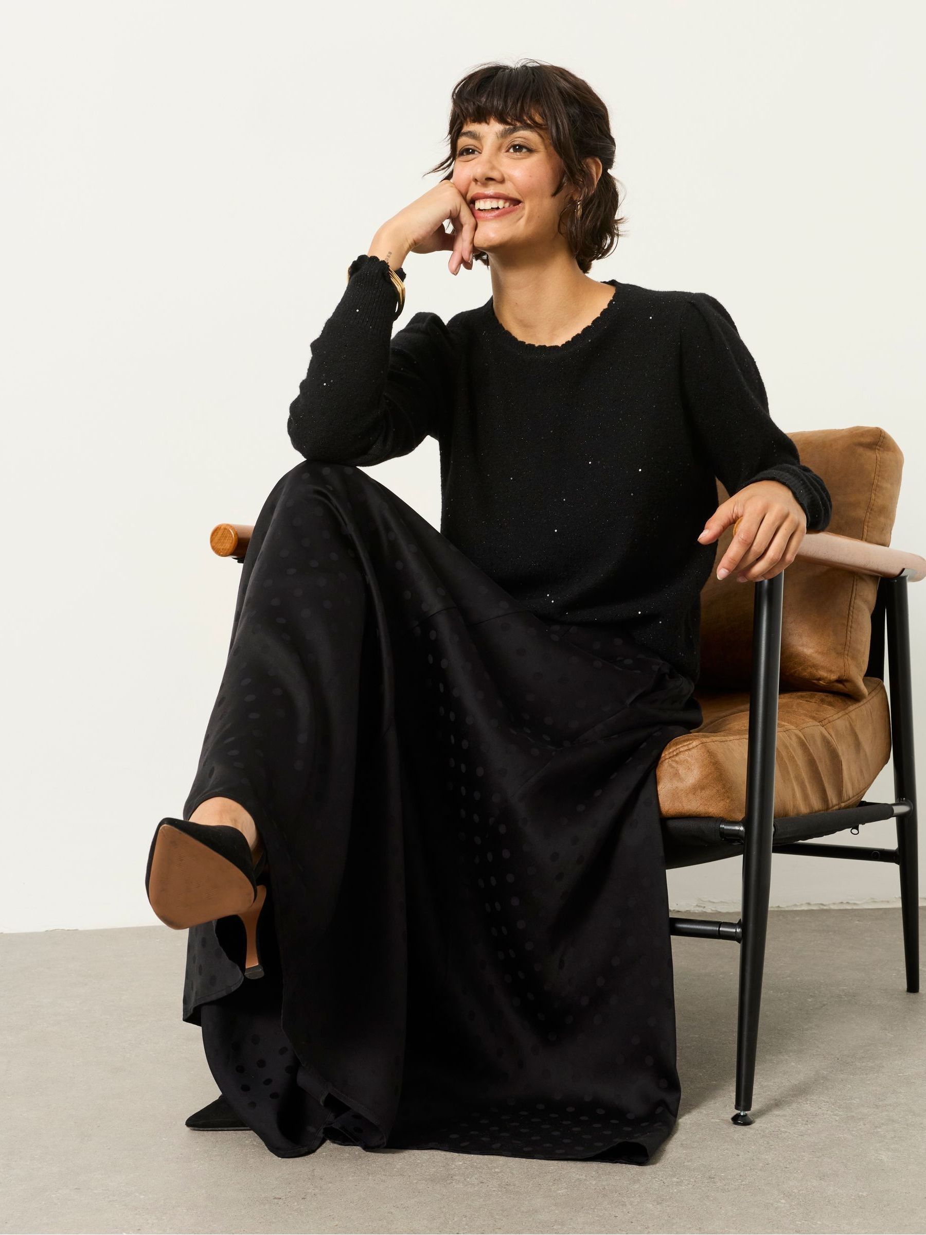Black Sadie Polka Dot Midi Skirt - Image 5 of 6