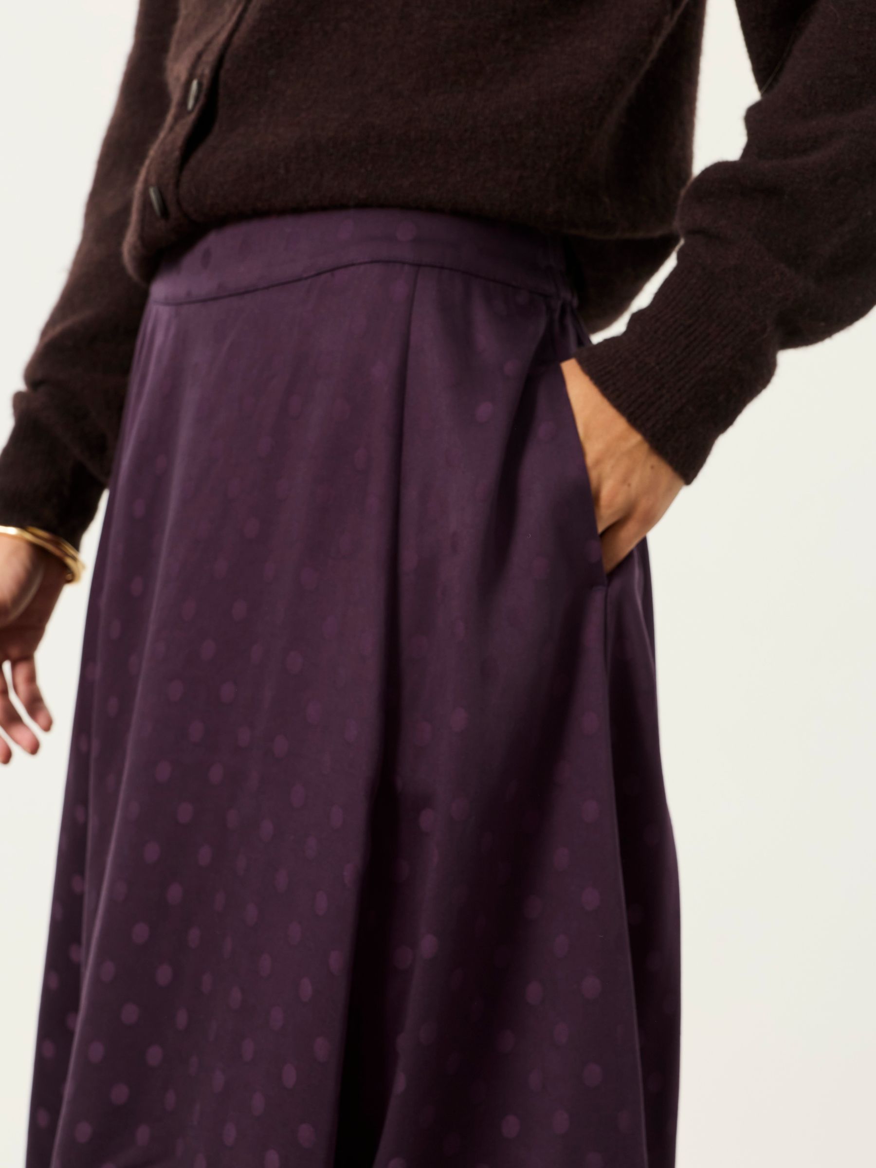 Purple Sadie Polka Dot Midi Skirt - Image 3 of 7