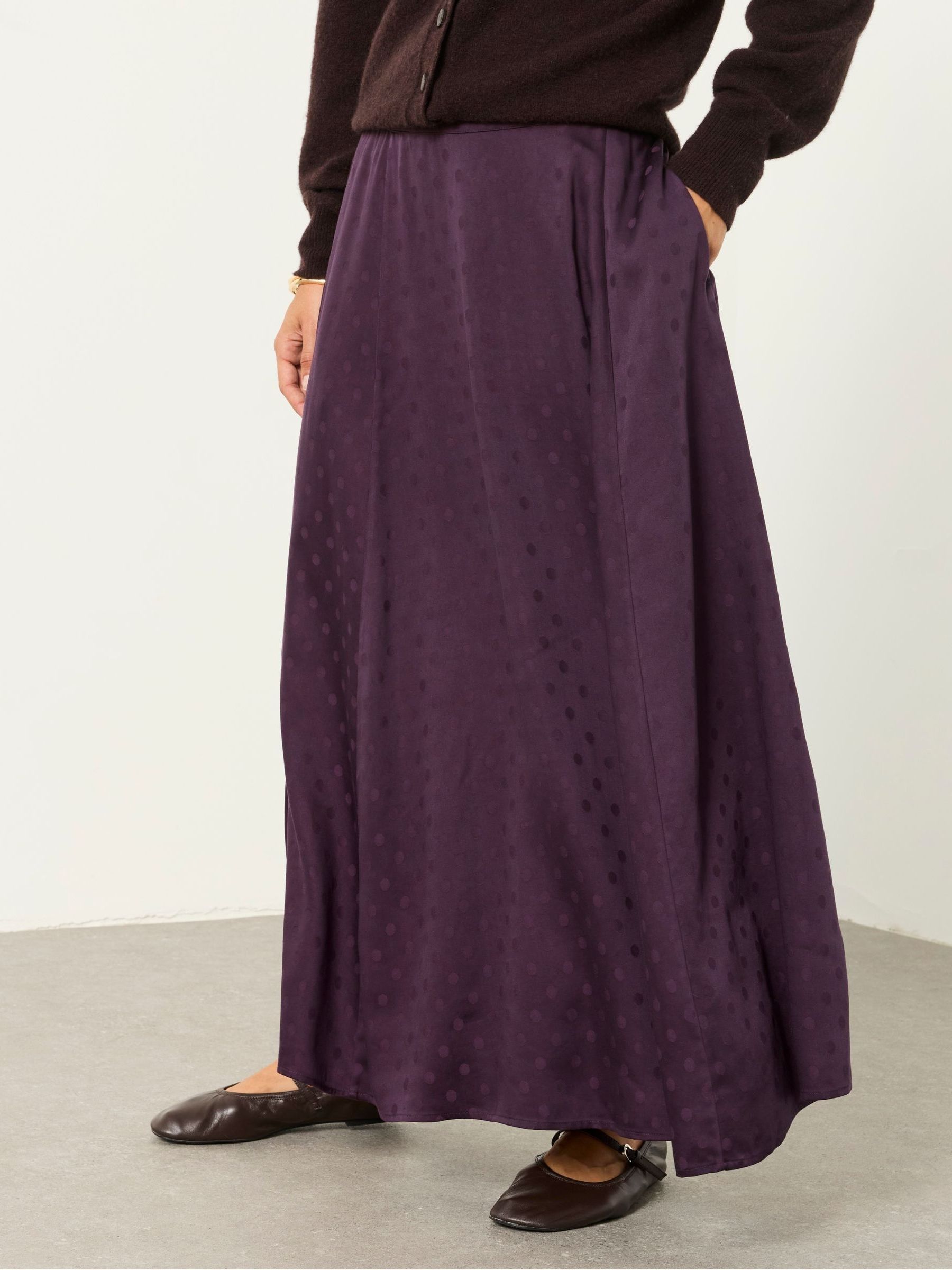 Purple Sadie Polka Dot Midi Skirt - Image 4 of 7