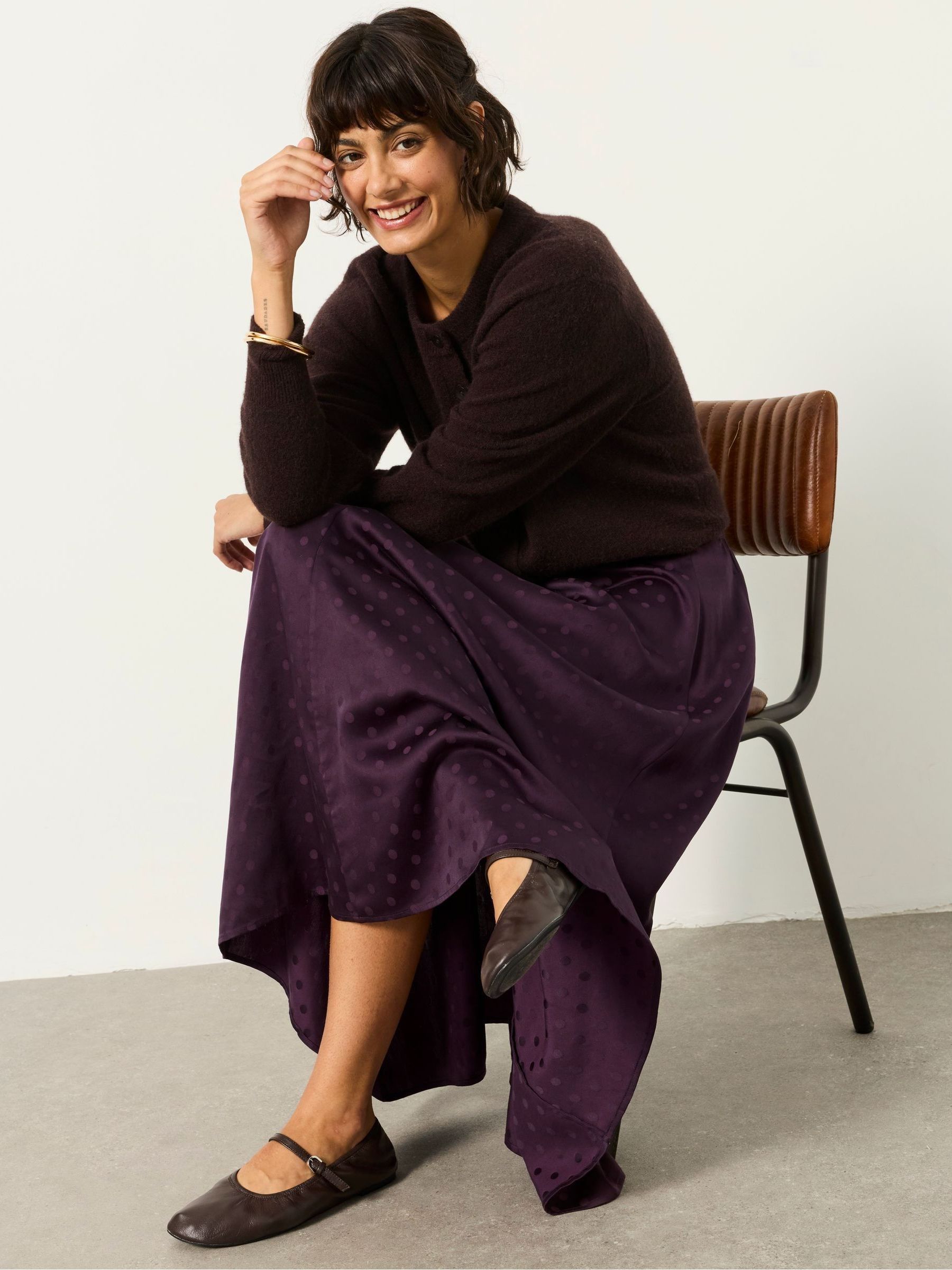 Purple Sadie Polka Dot Midi Skirt - Image 5 of 7