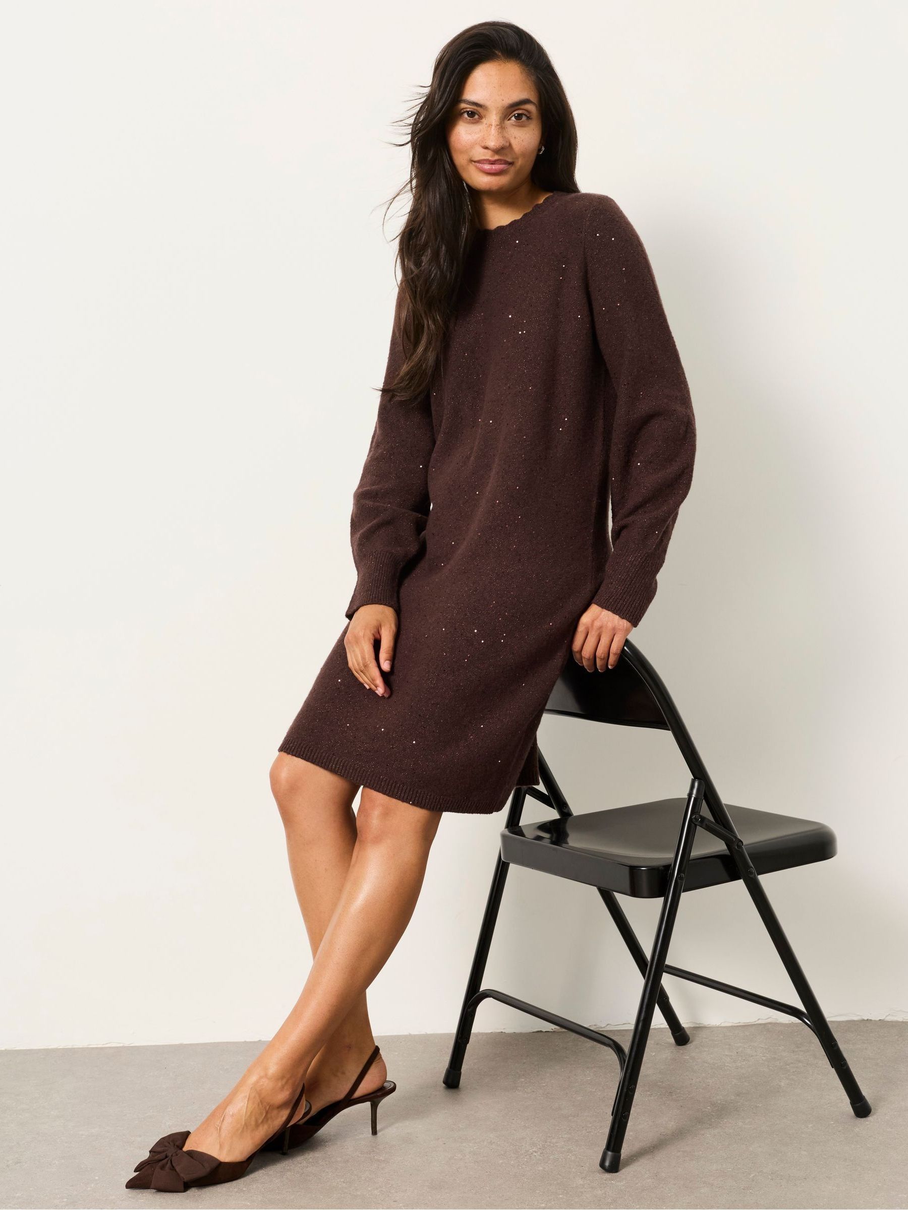 Skylar Chocolate Brown Knitted Dress - Image 3 of 5