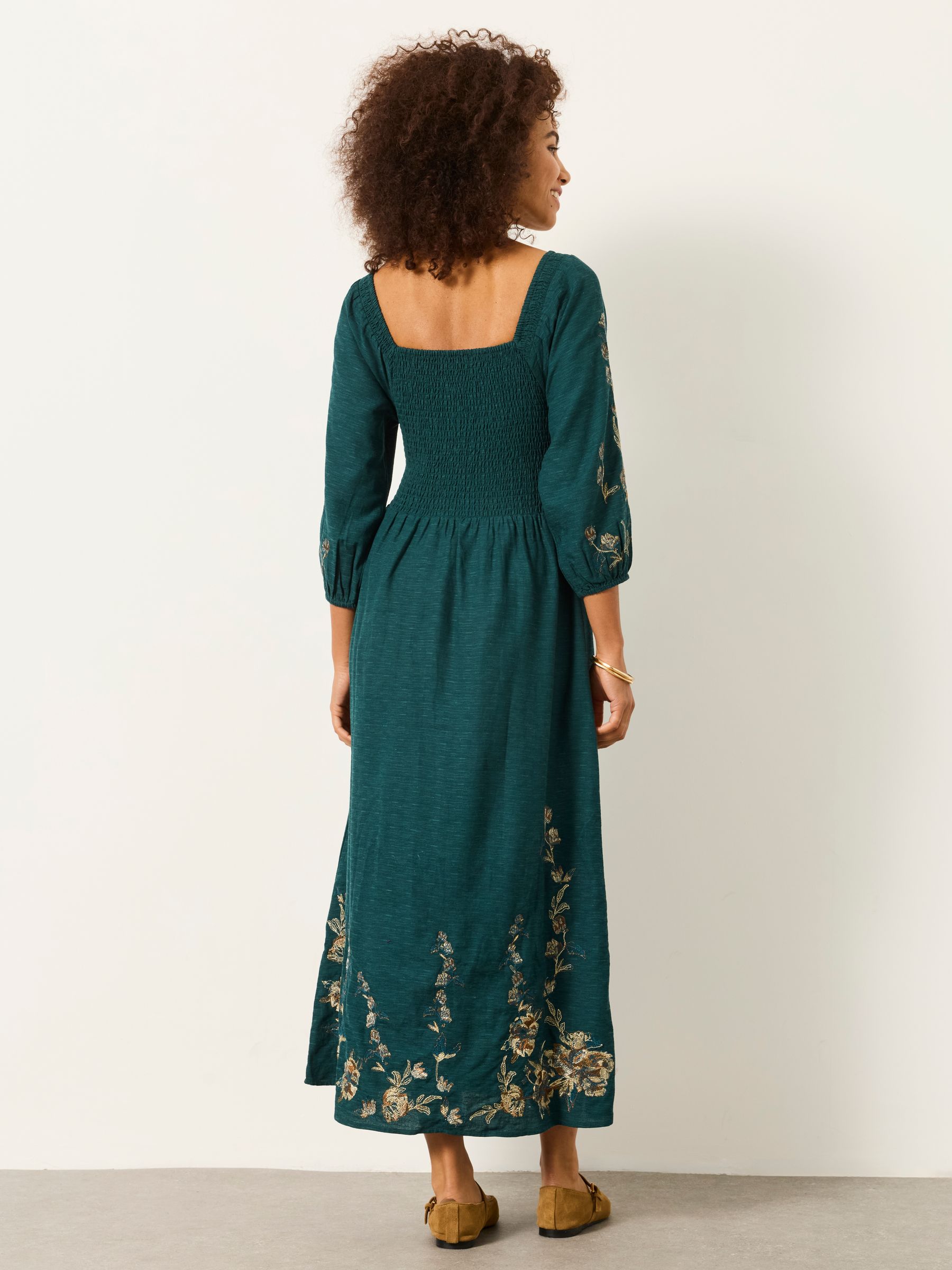 Teal Blue Adele Metallic Embroidered Midi Dress - Image 2 of 7
