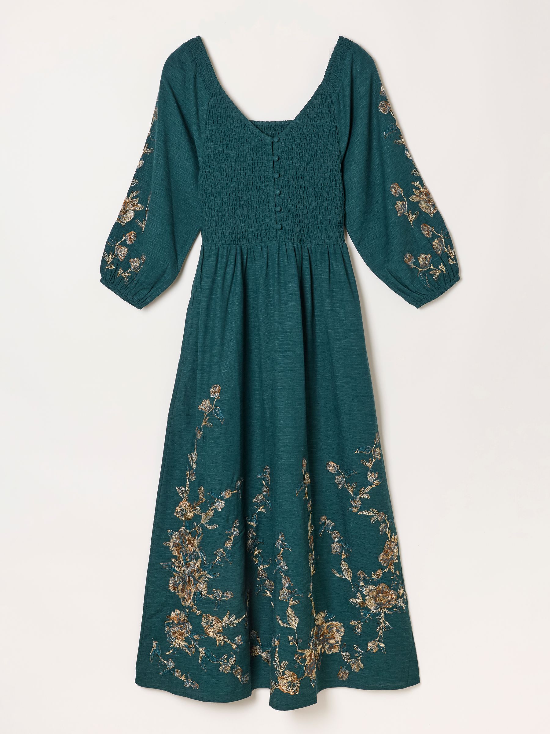 Teal Blue Adele Metallic Embroidered Midi Dress - Image 6 of 7