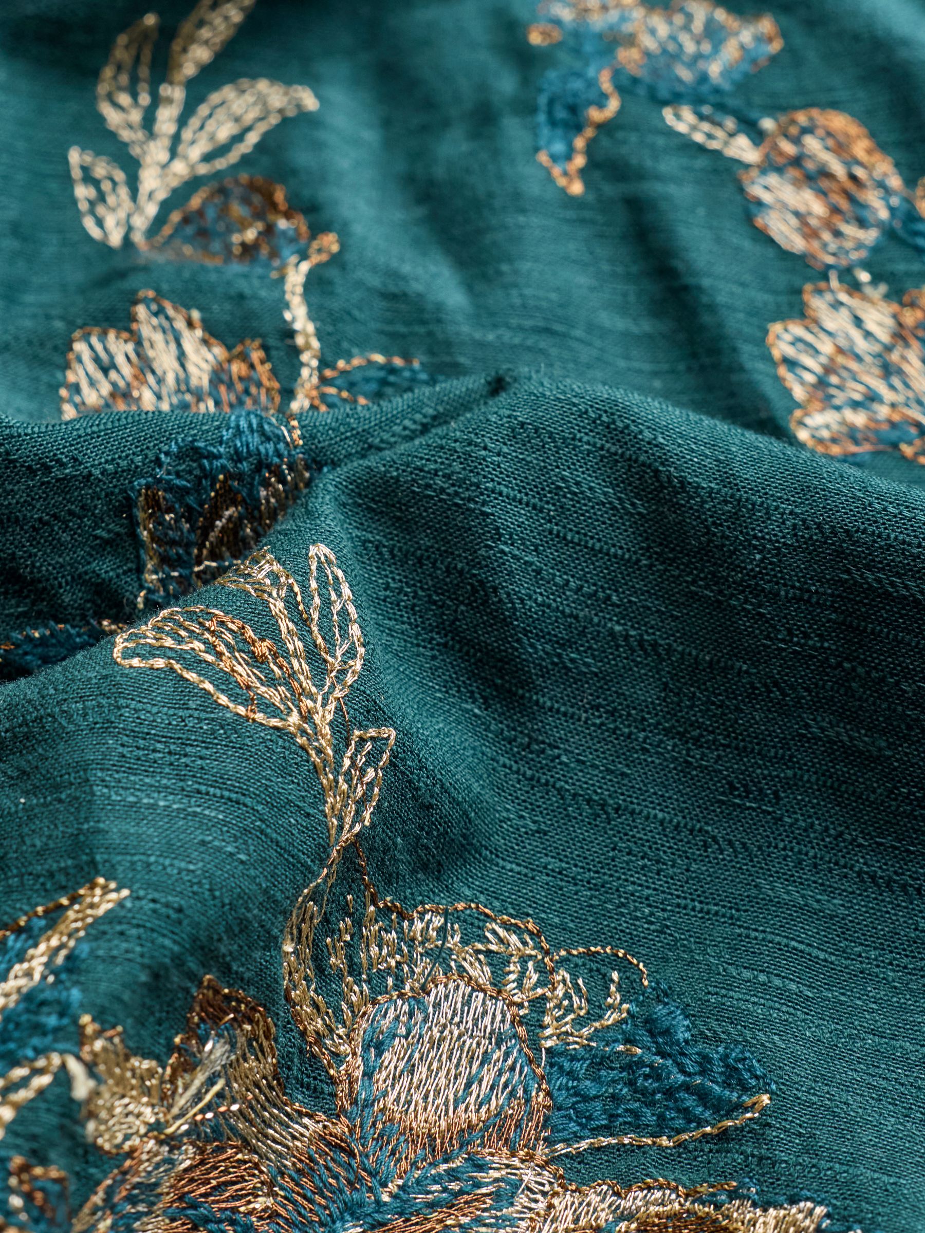 Teal Blue Adele Metallic Embroidered Midi Dress - Image 7 of 7