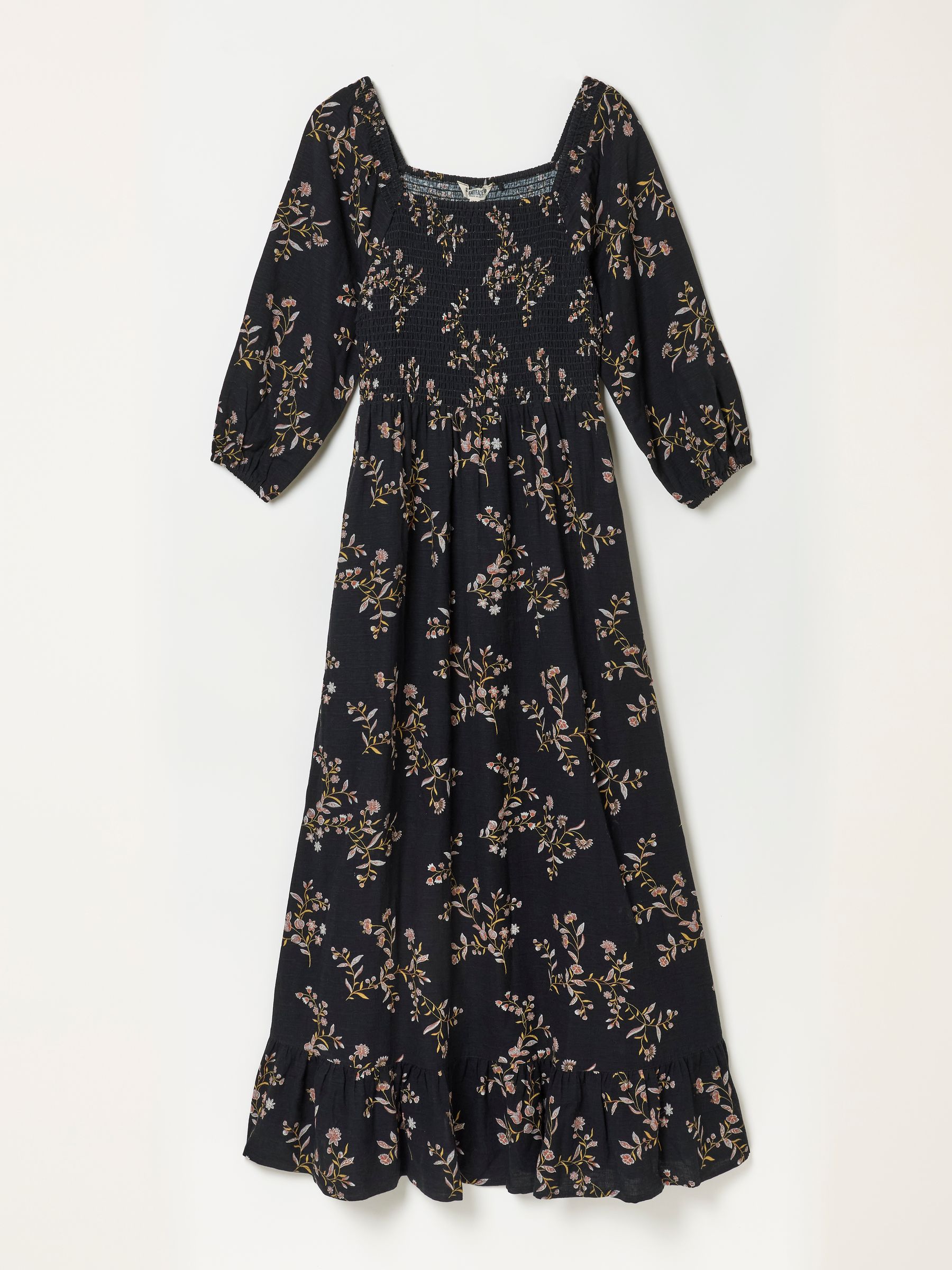 Adele Black Vintage Floral Midi Dress - Image 5 of 5 Adele Black Vintage Floral Midi Dress - Image 5 of 5