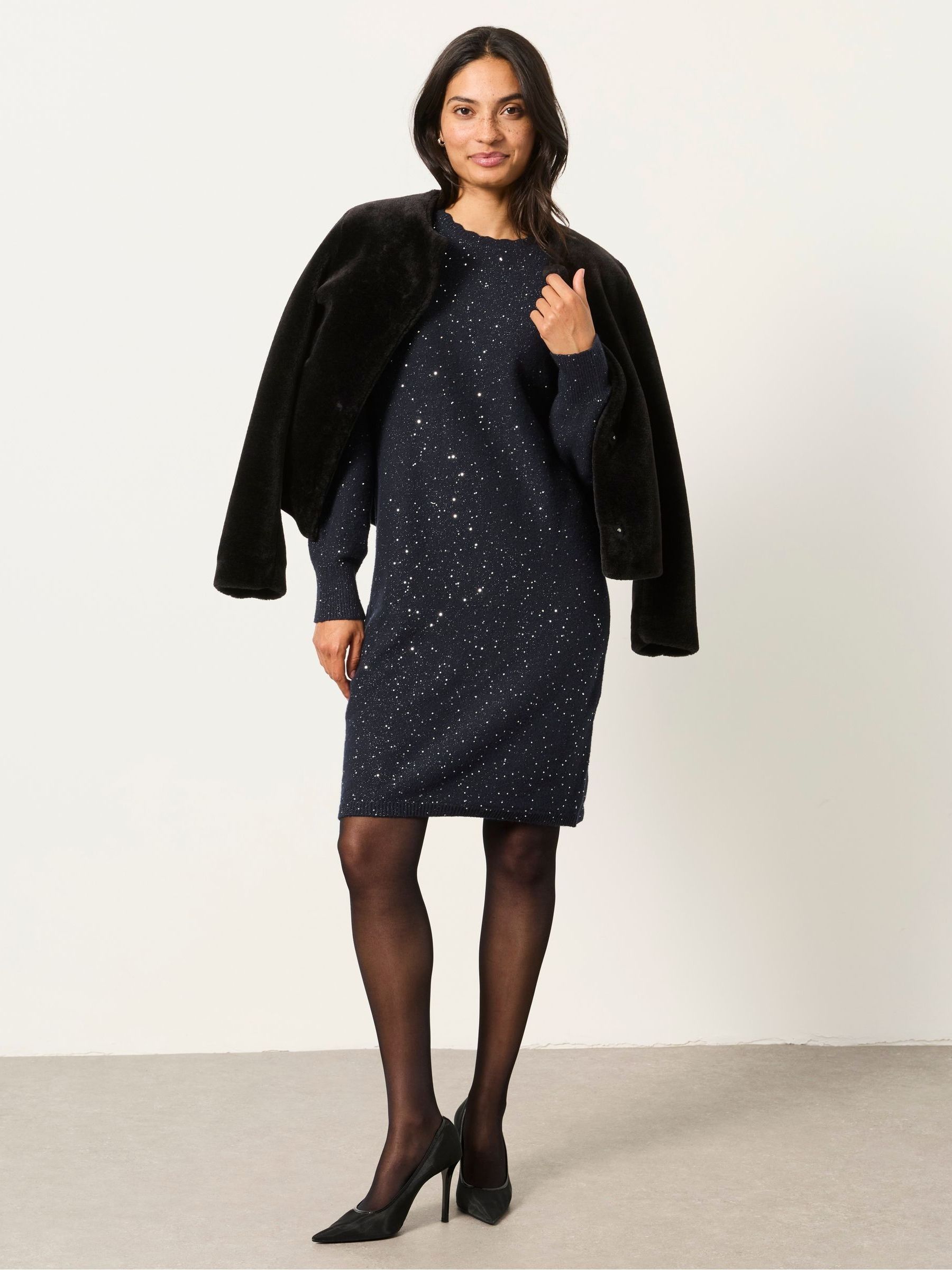 Skylar Navy Knitted Dress - Image 4 of 7