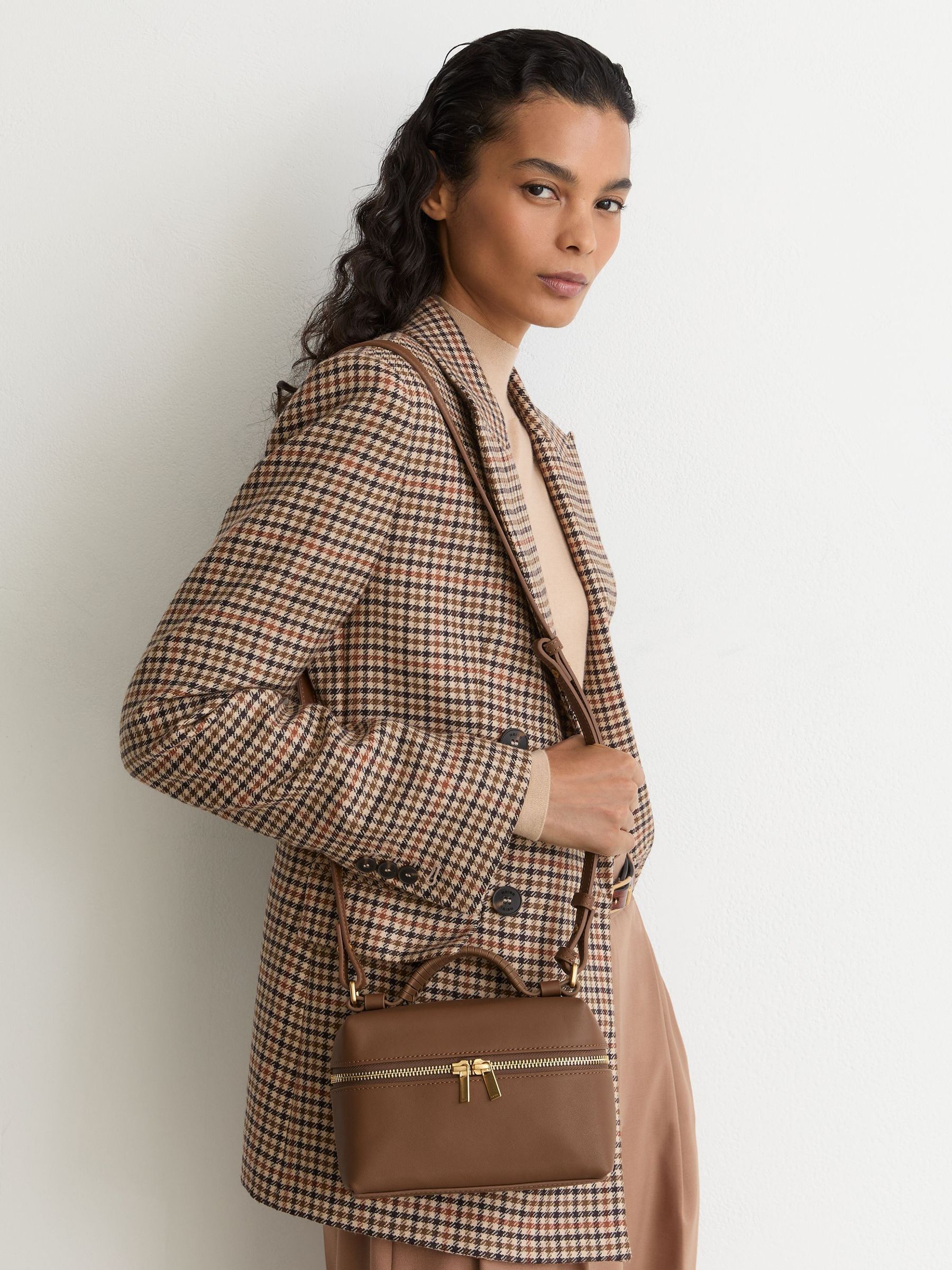 Leather Vanity Crossbody Bag in Tan - Image 2 of 6